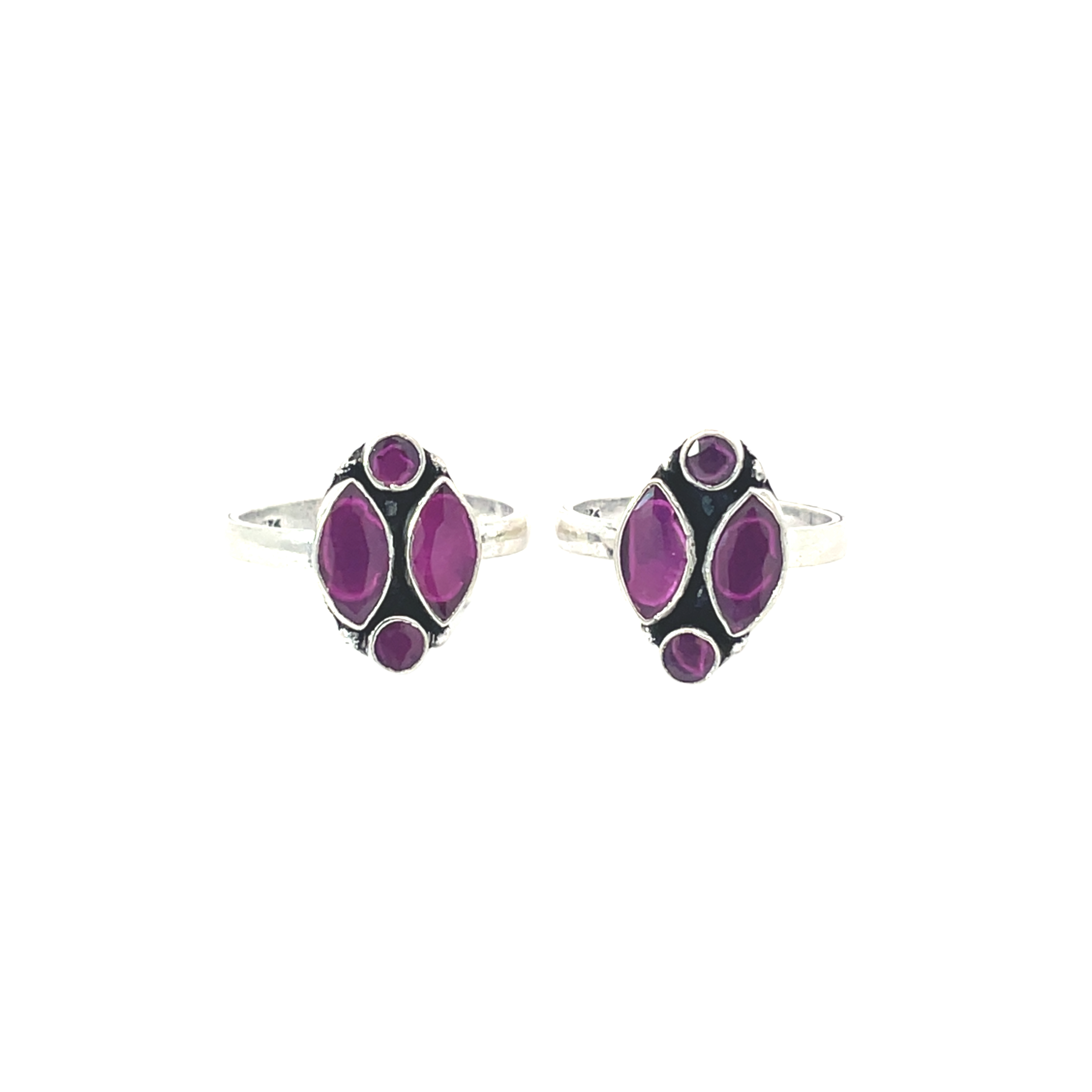 Elegant Silver and Purple Toe Rings