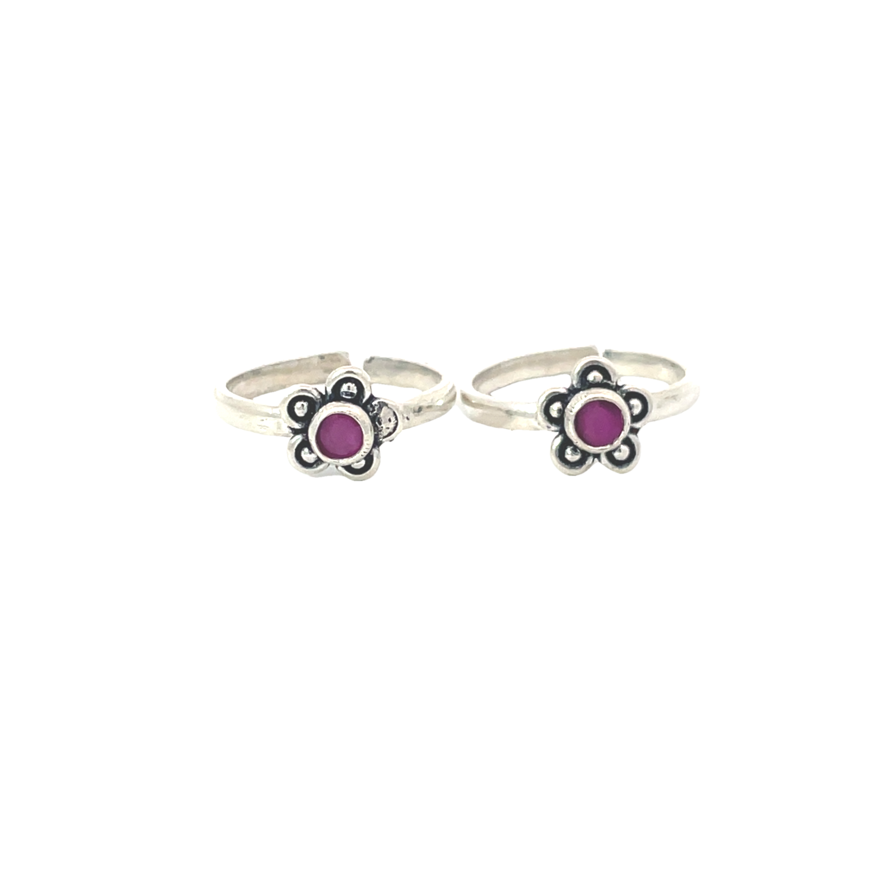 Elegant Silver Flower Toe Rings