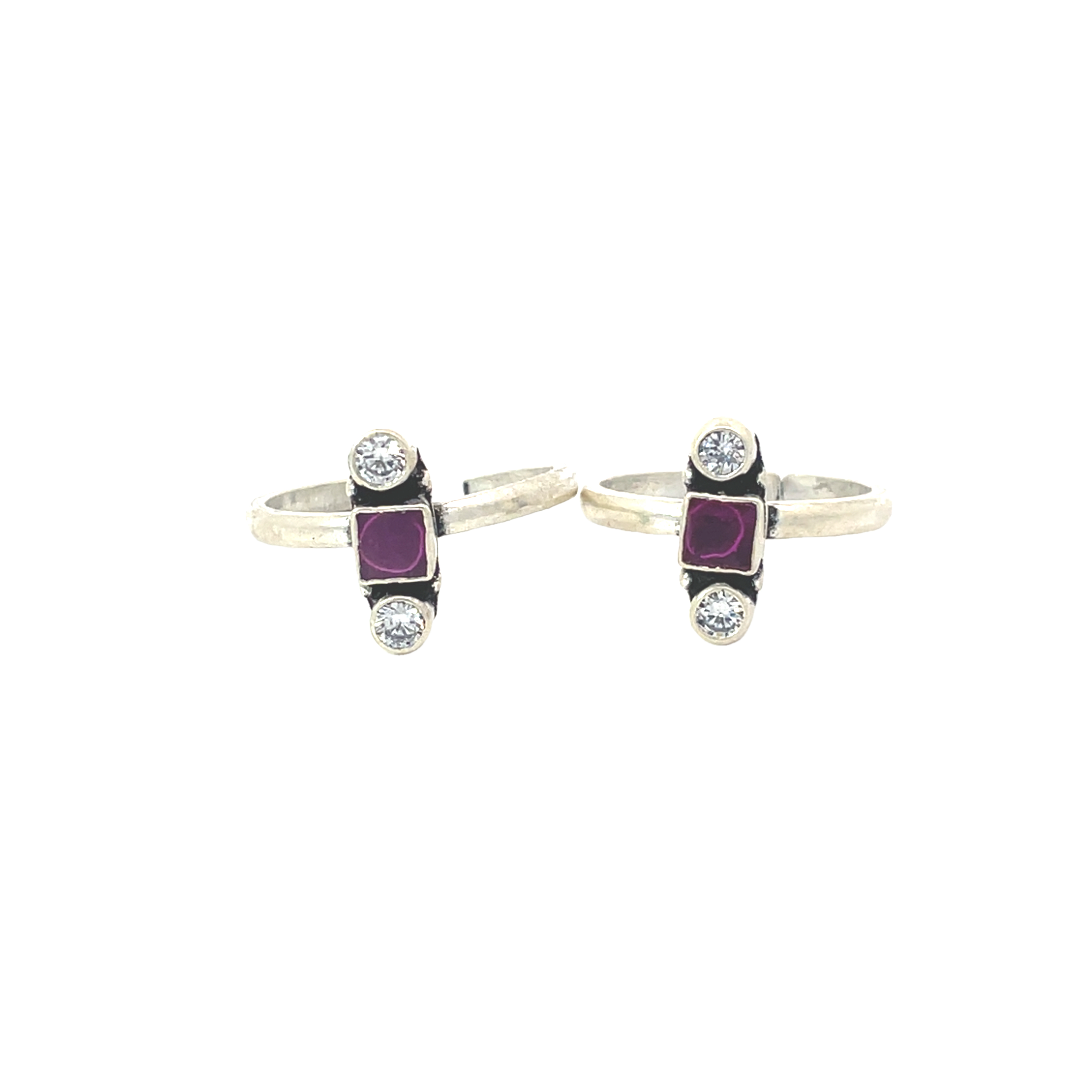 Elegant Silver and Ruby Toe Rings