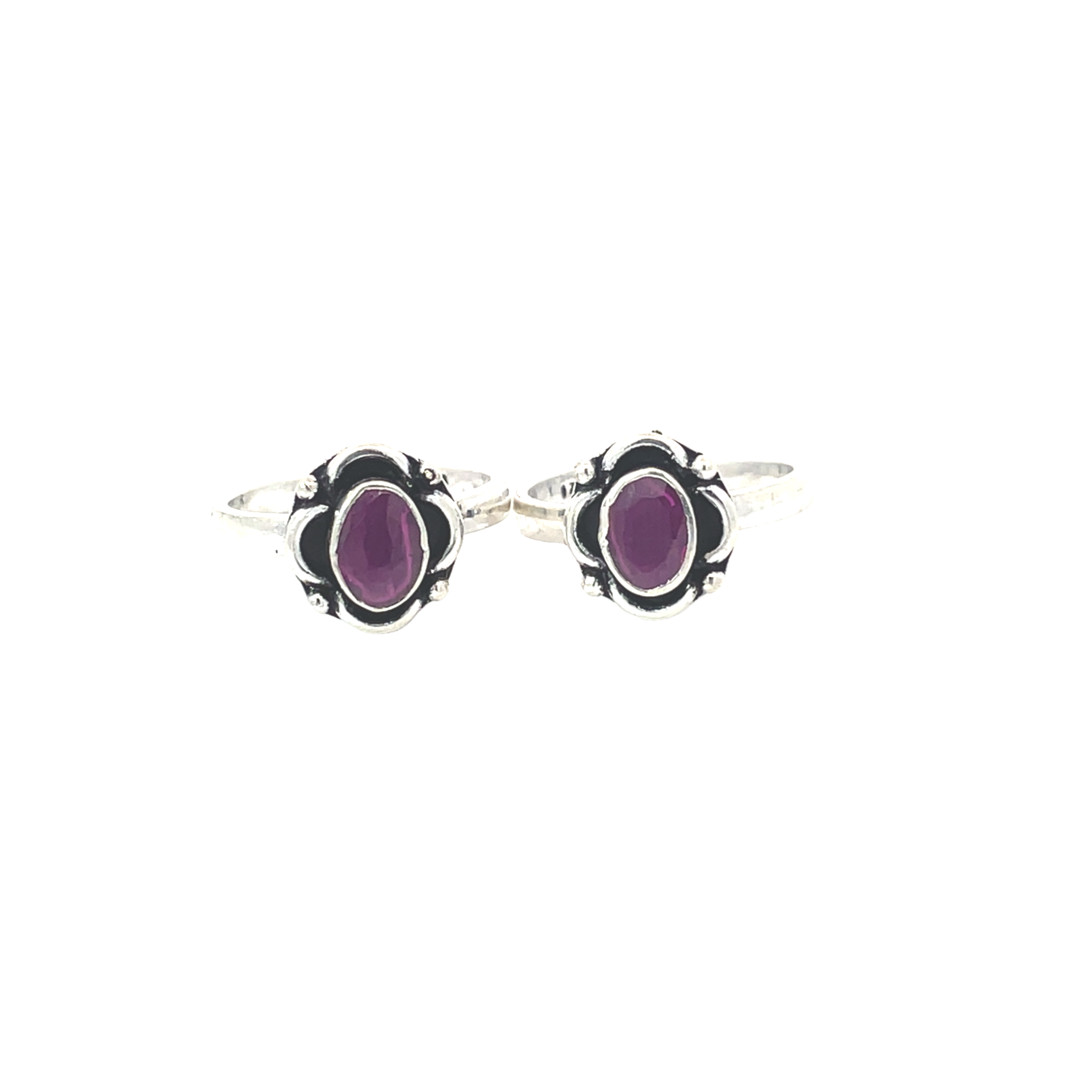 Elegant Silver and Purple Toe Rings
