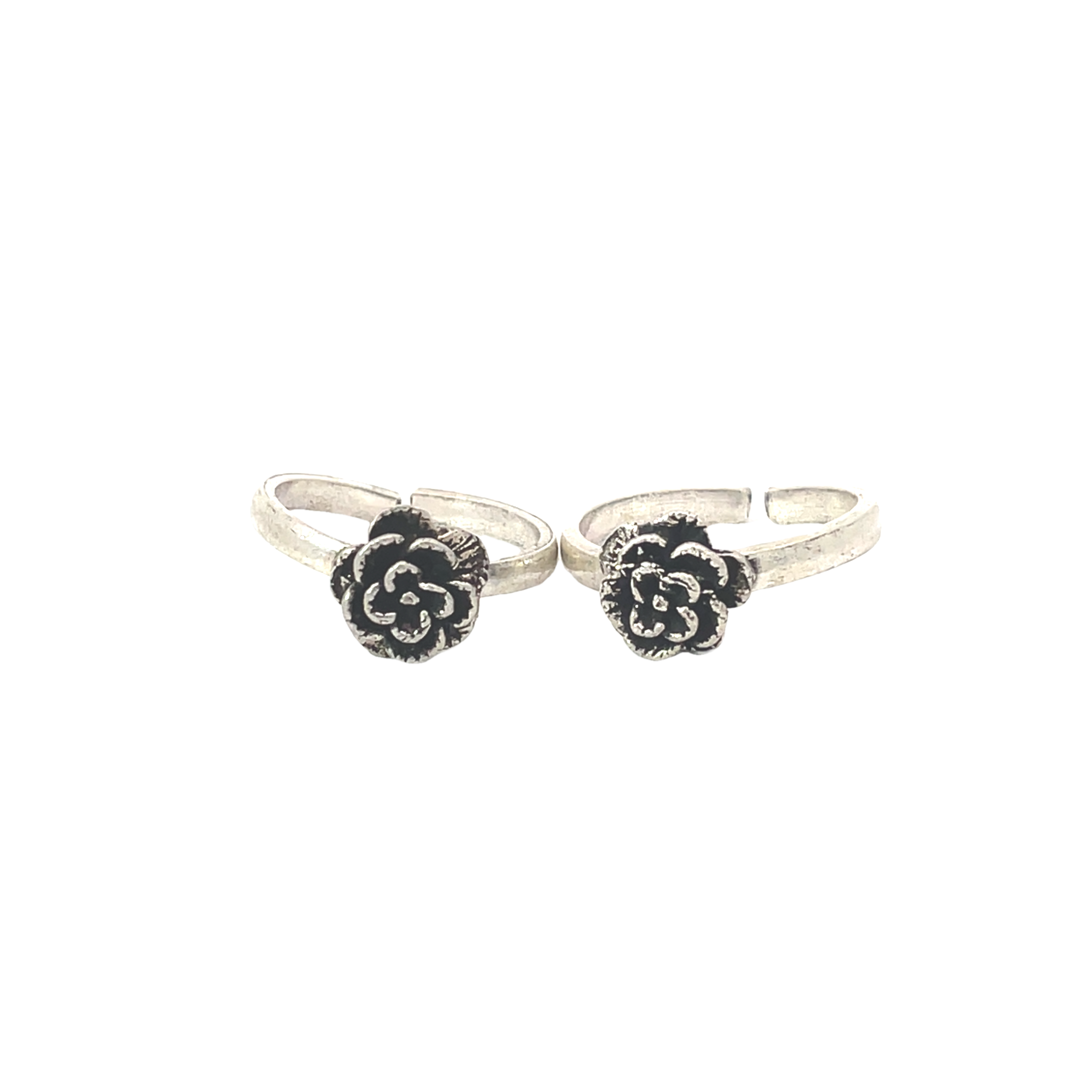 Elegant Floral Silver Toe Rings