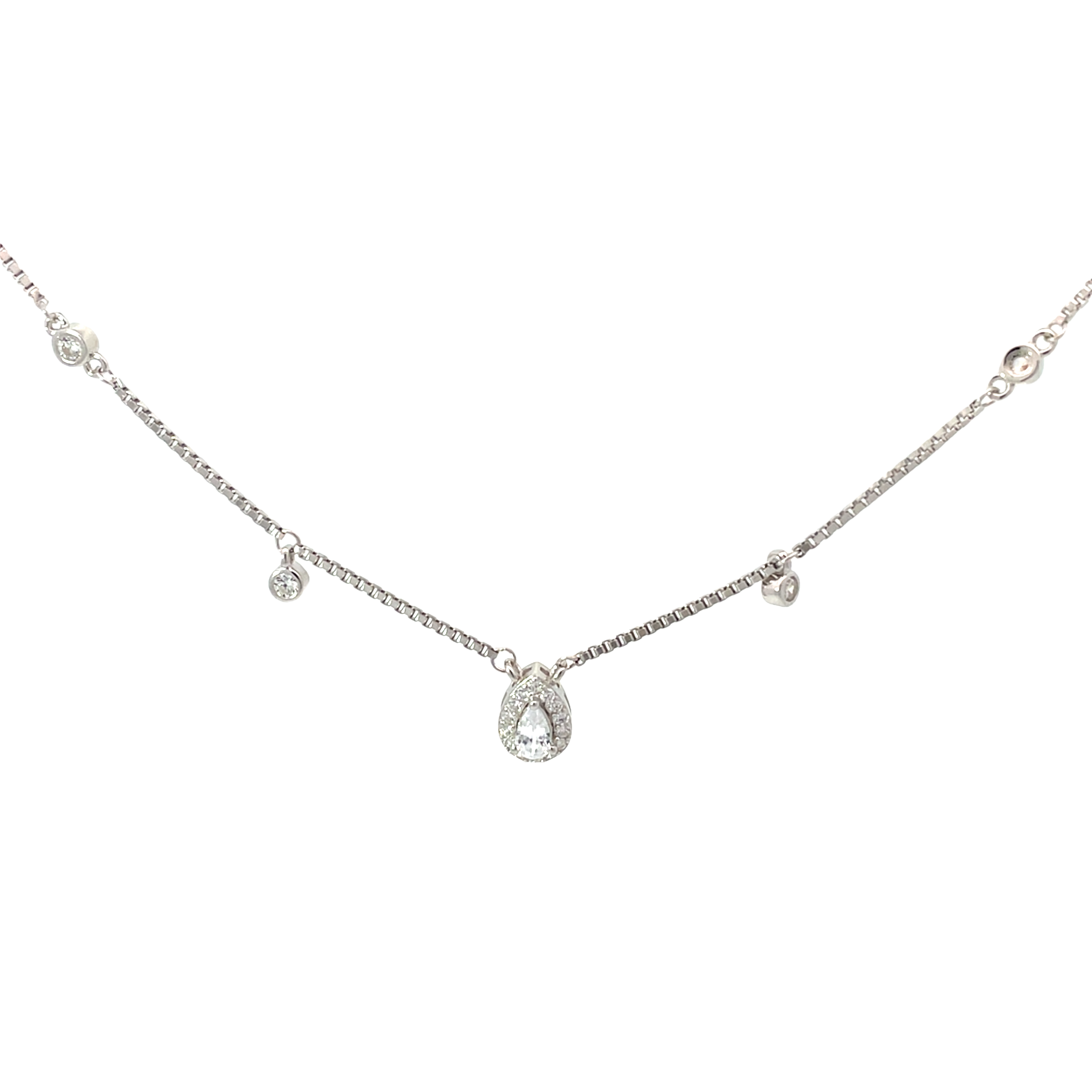 Elegant Silver chain with Pear Drop