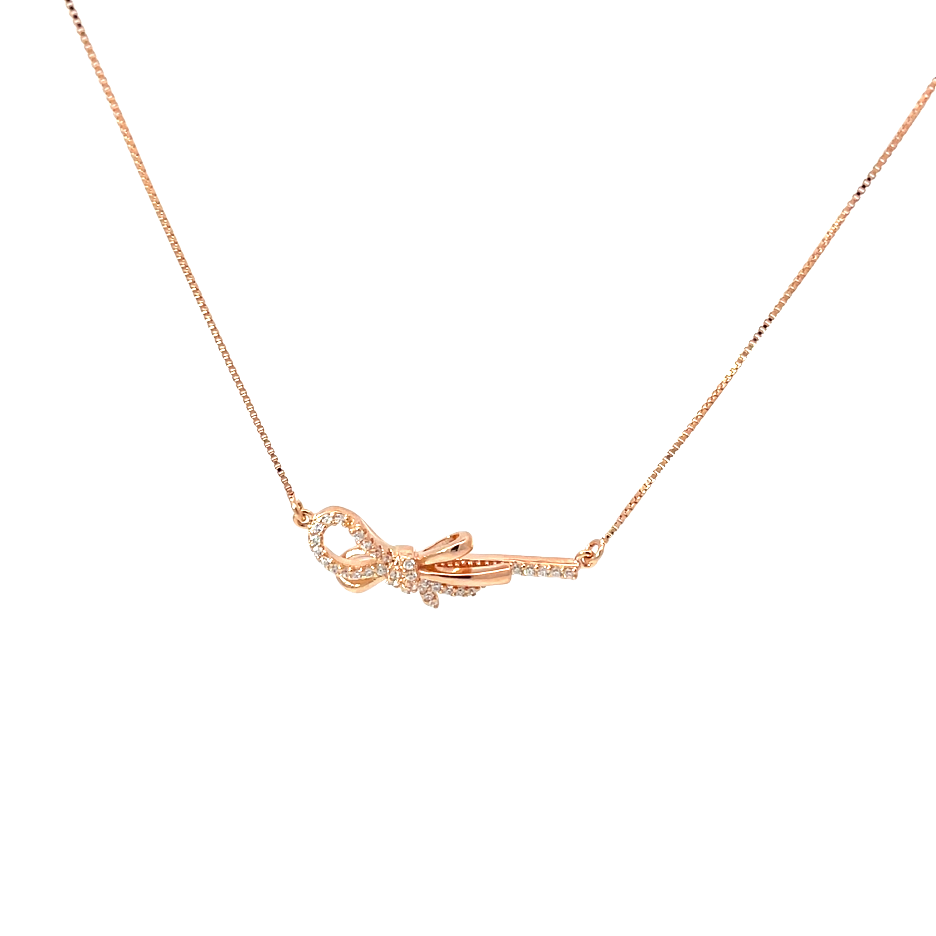 Elegant Rose Gold Bow Pendant chain