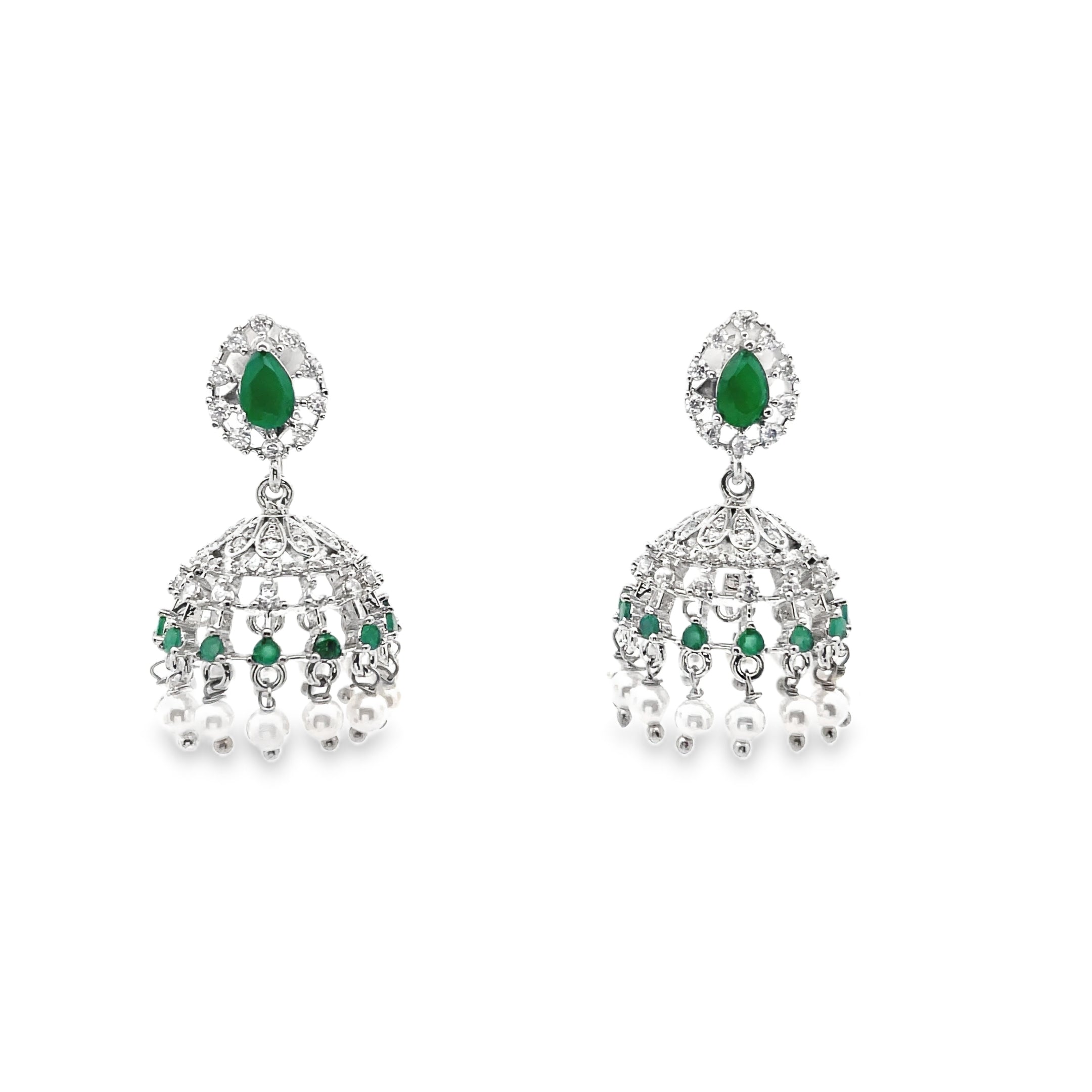 Elegant Green and Pearl Earrings