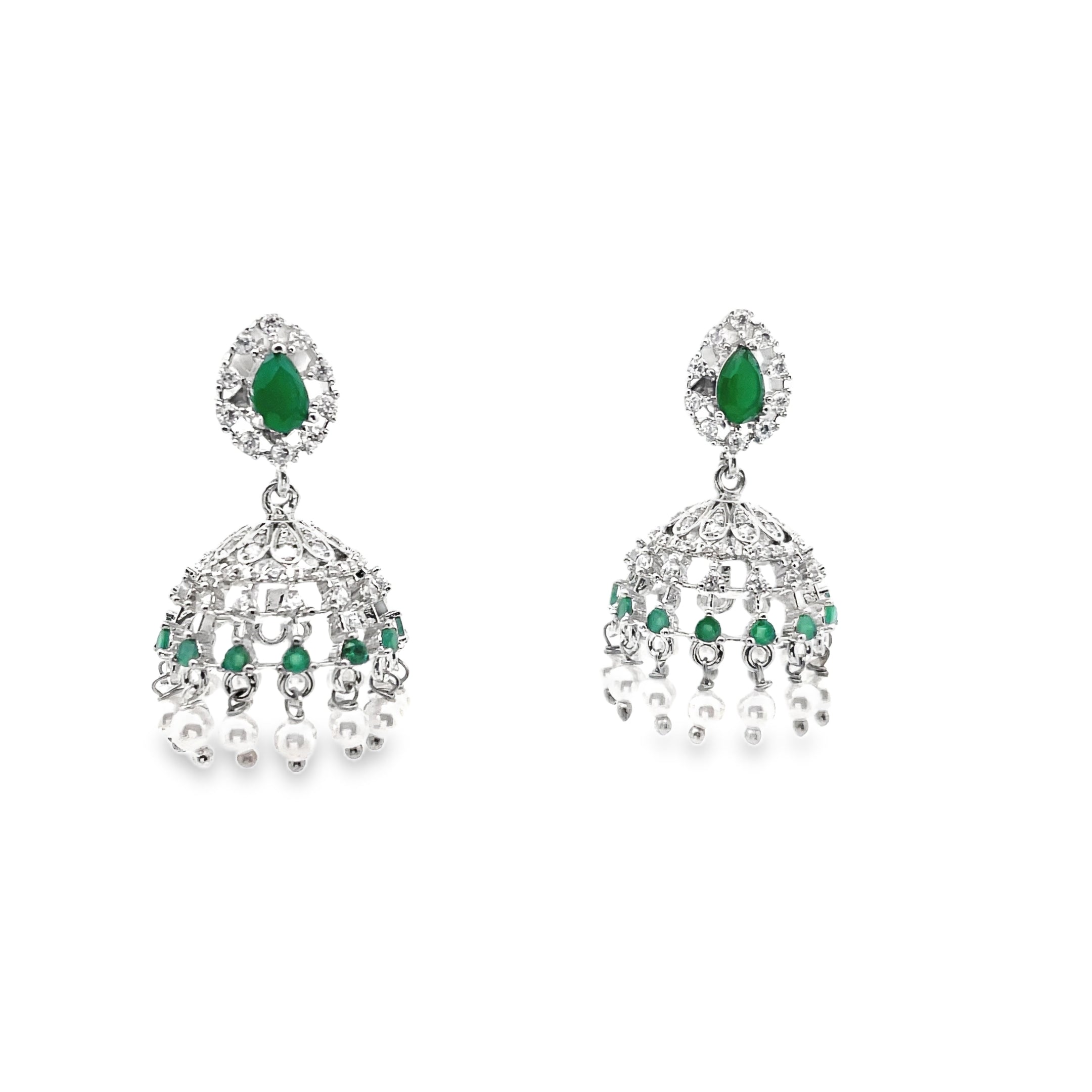 Elegant Green and Pearl Earrings
