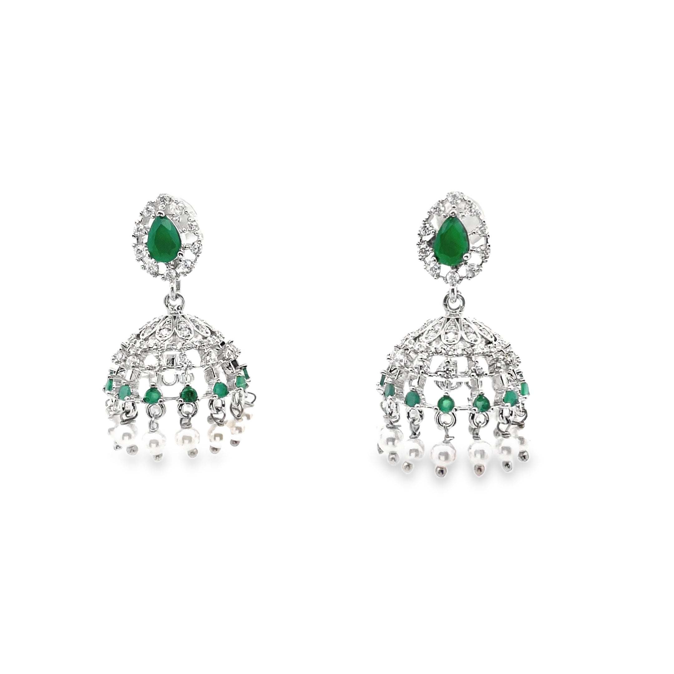 Elegant Green and Pearl Earrings