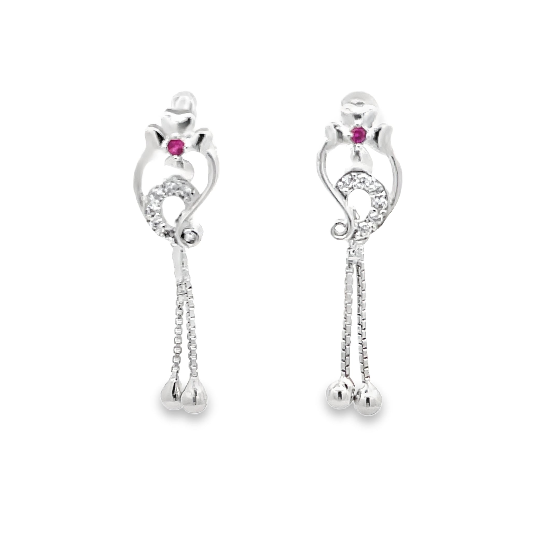 Elegant Silver Earrings with Ruby Accents