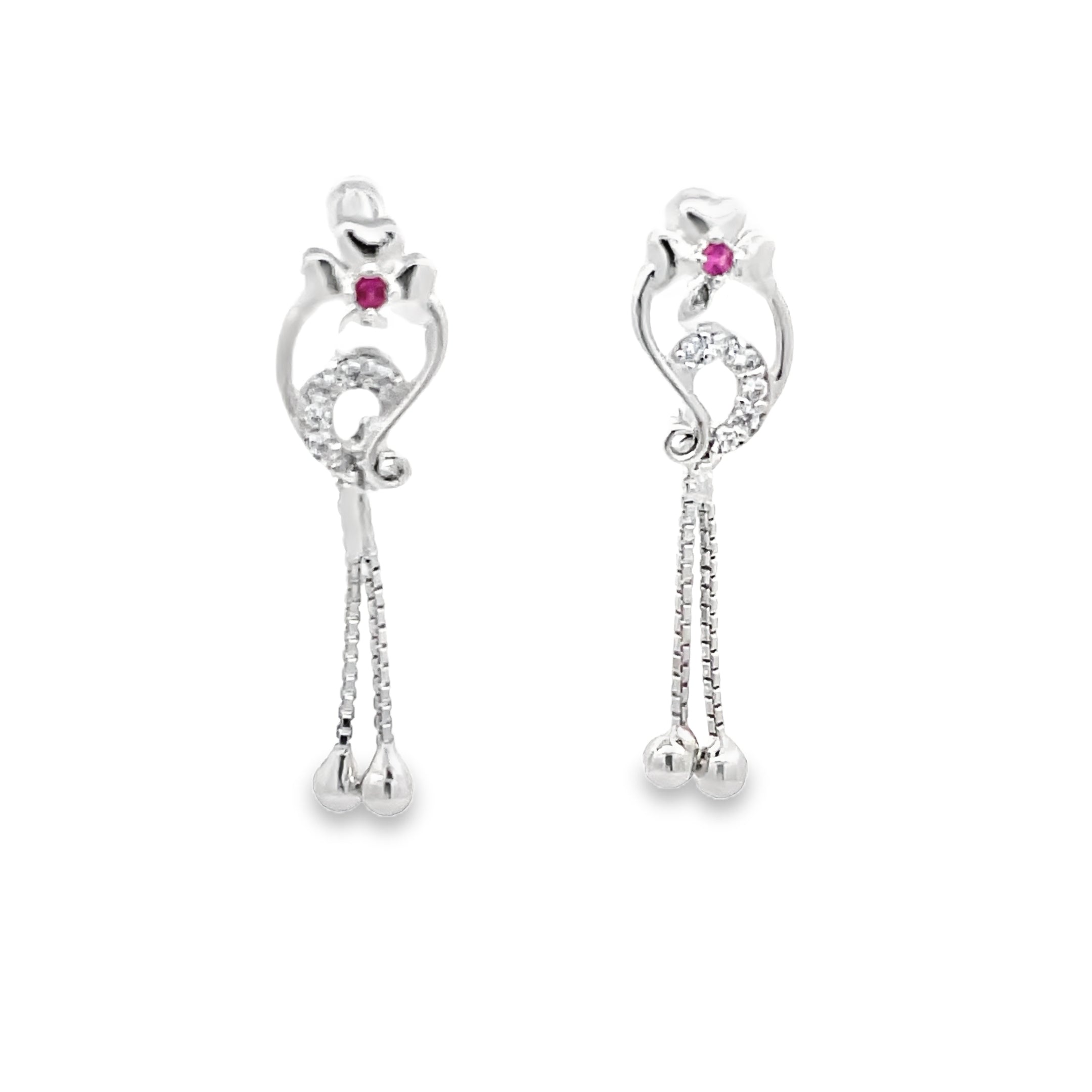 Elegant Silver Earrings with Ruby Accents