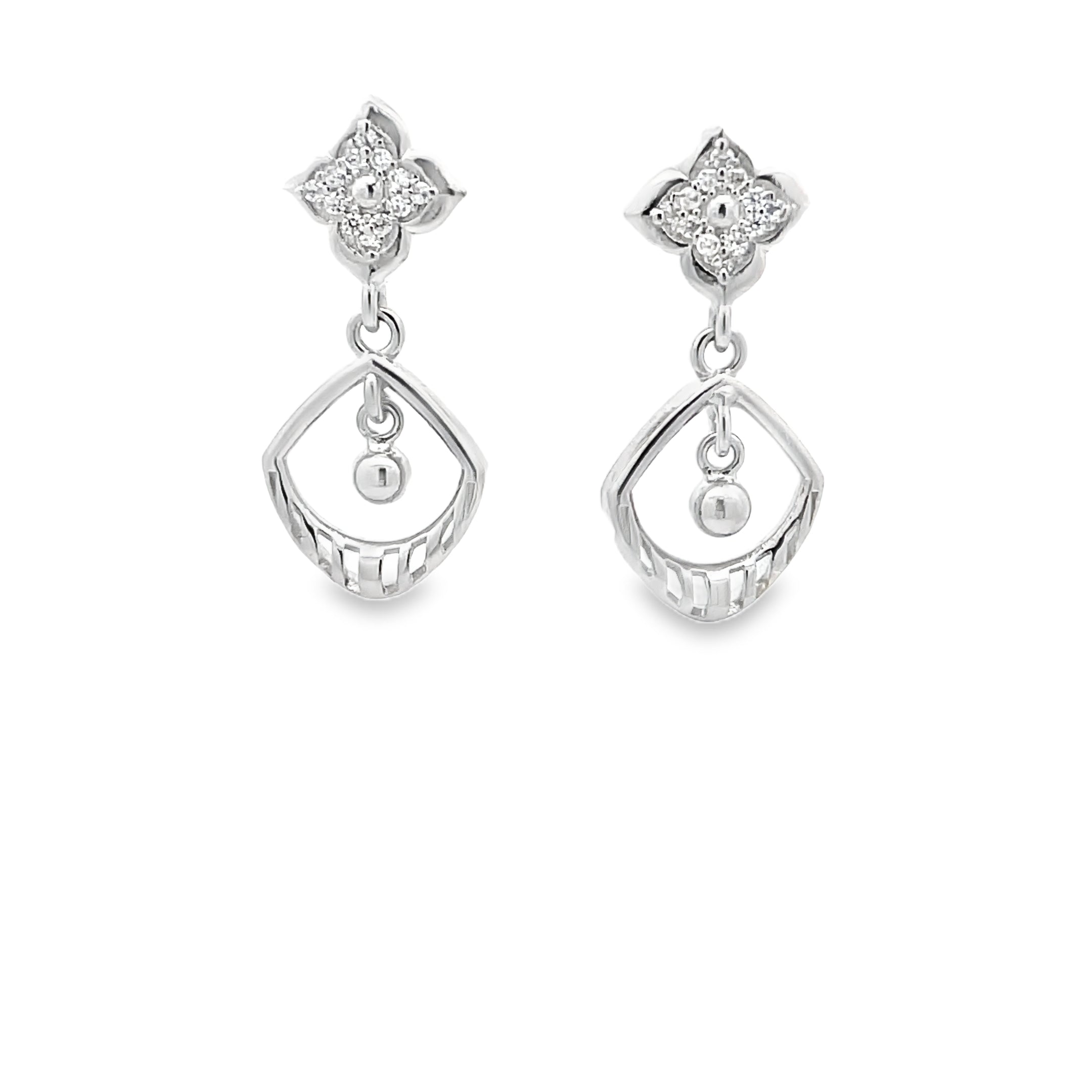Elegant Silver Flower Earrings