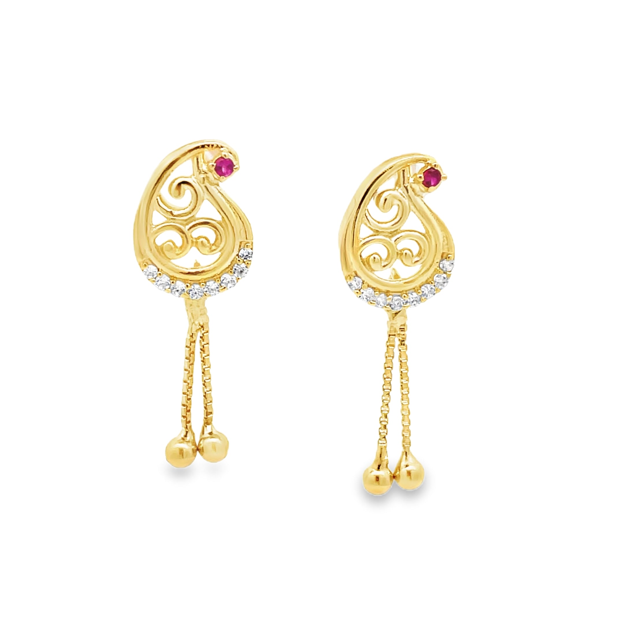 Elegant Gold Earrings with Ruby Accents