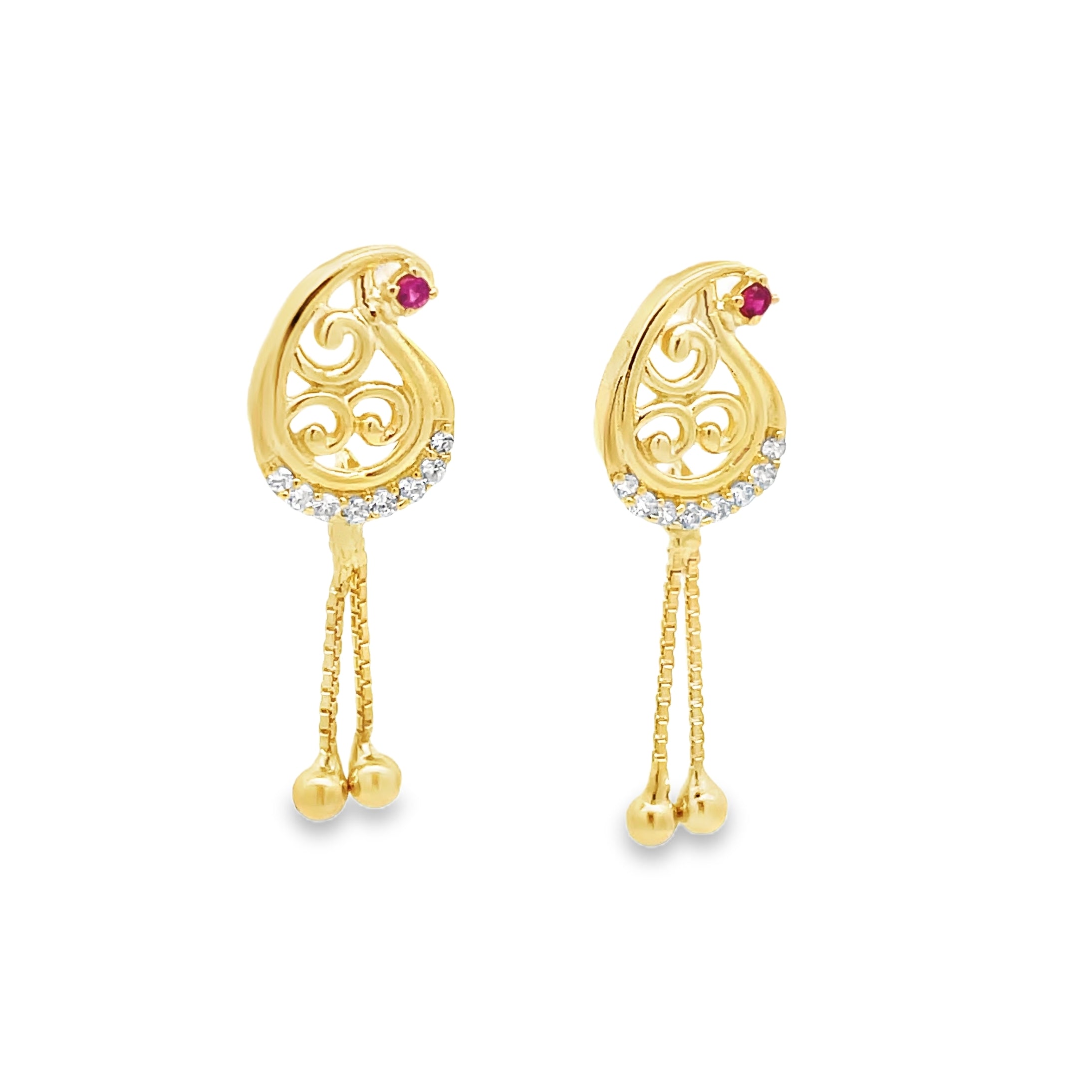 Elegant Gold Earrings with Ruby Accents