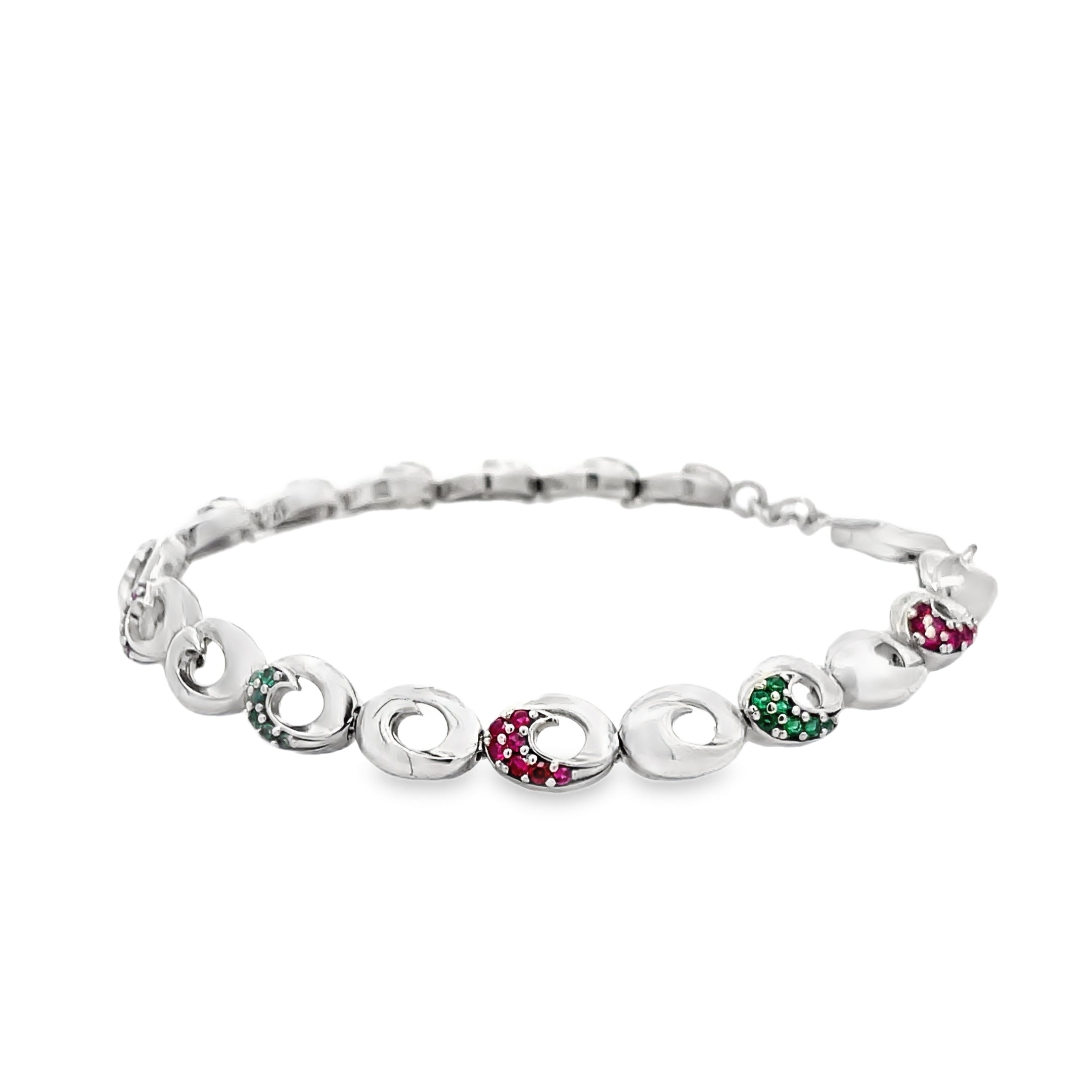 Elegant Silver and Gemstone Bracelet
