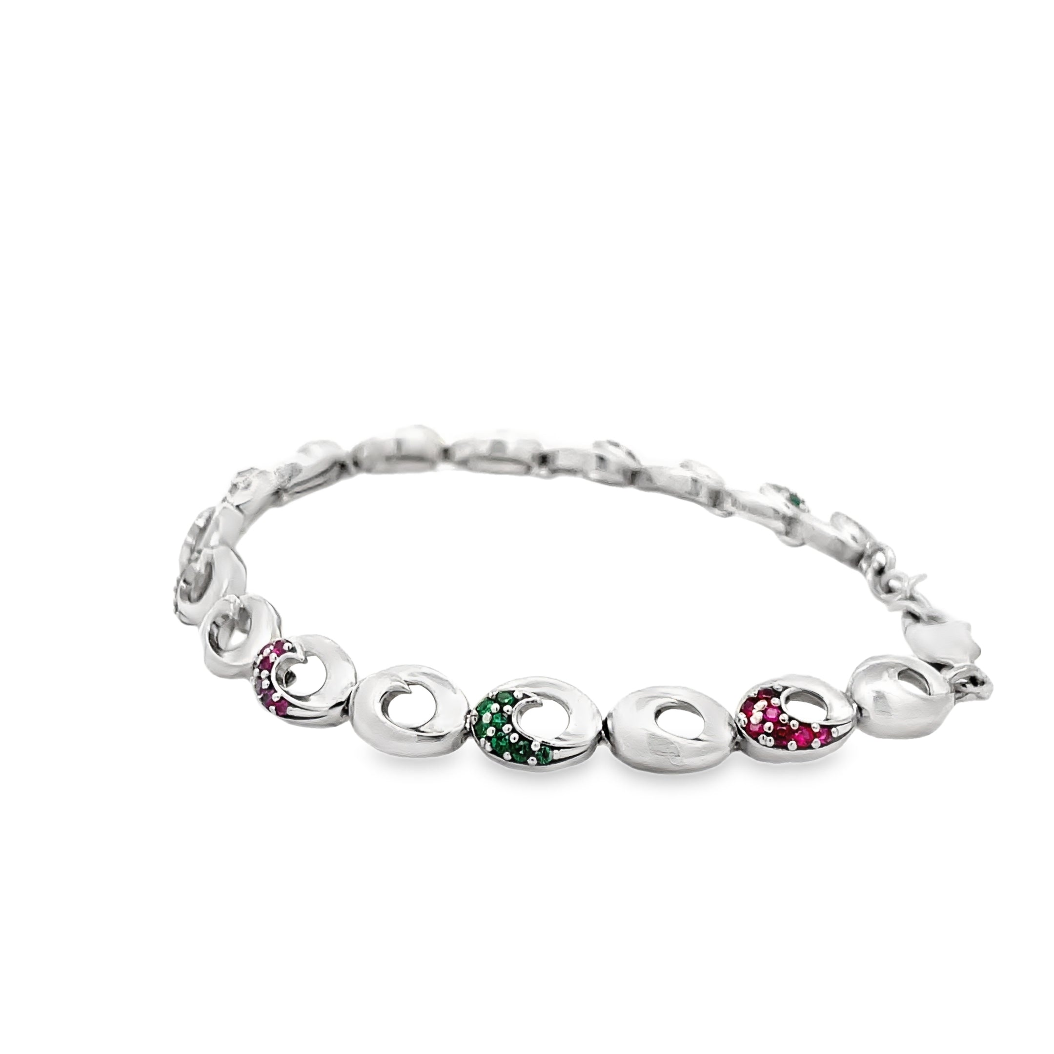 Elegant Silver and Gemstone Bracelet
