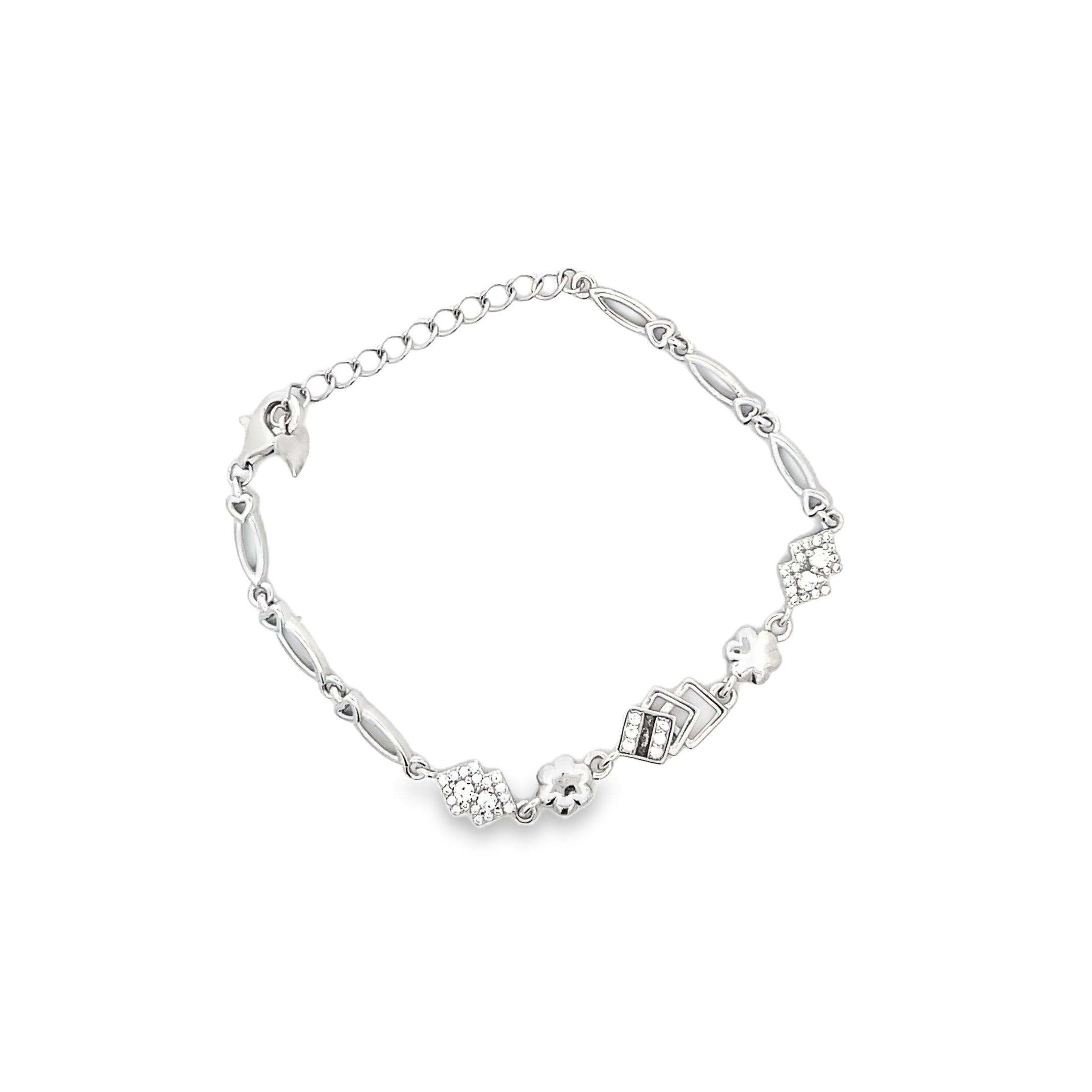 Elegant Silver Flower Bracelet