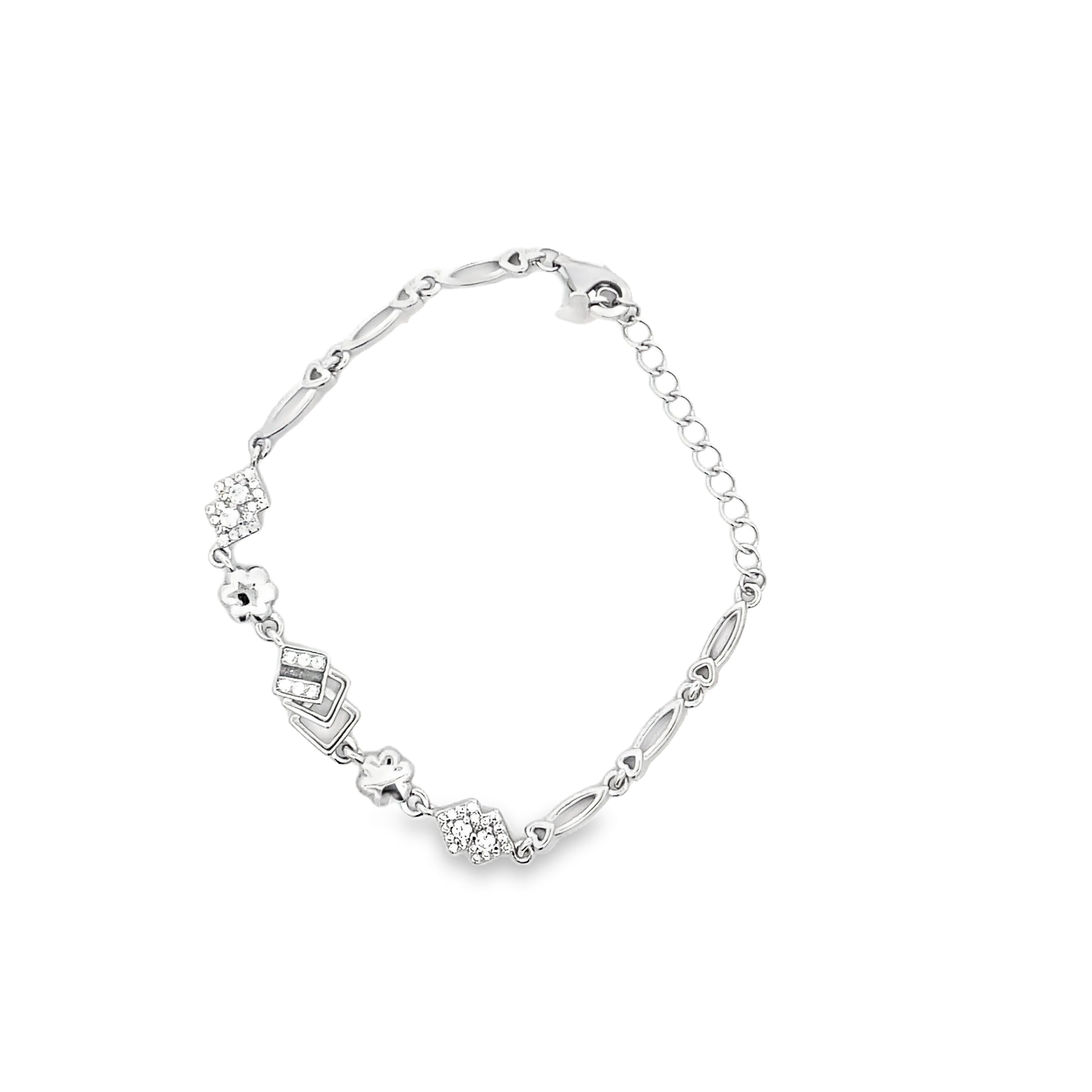 Elegant Silver Flower Bracelet