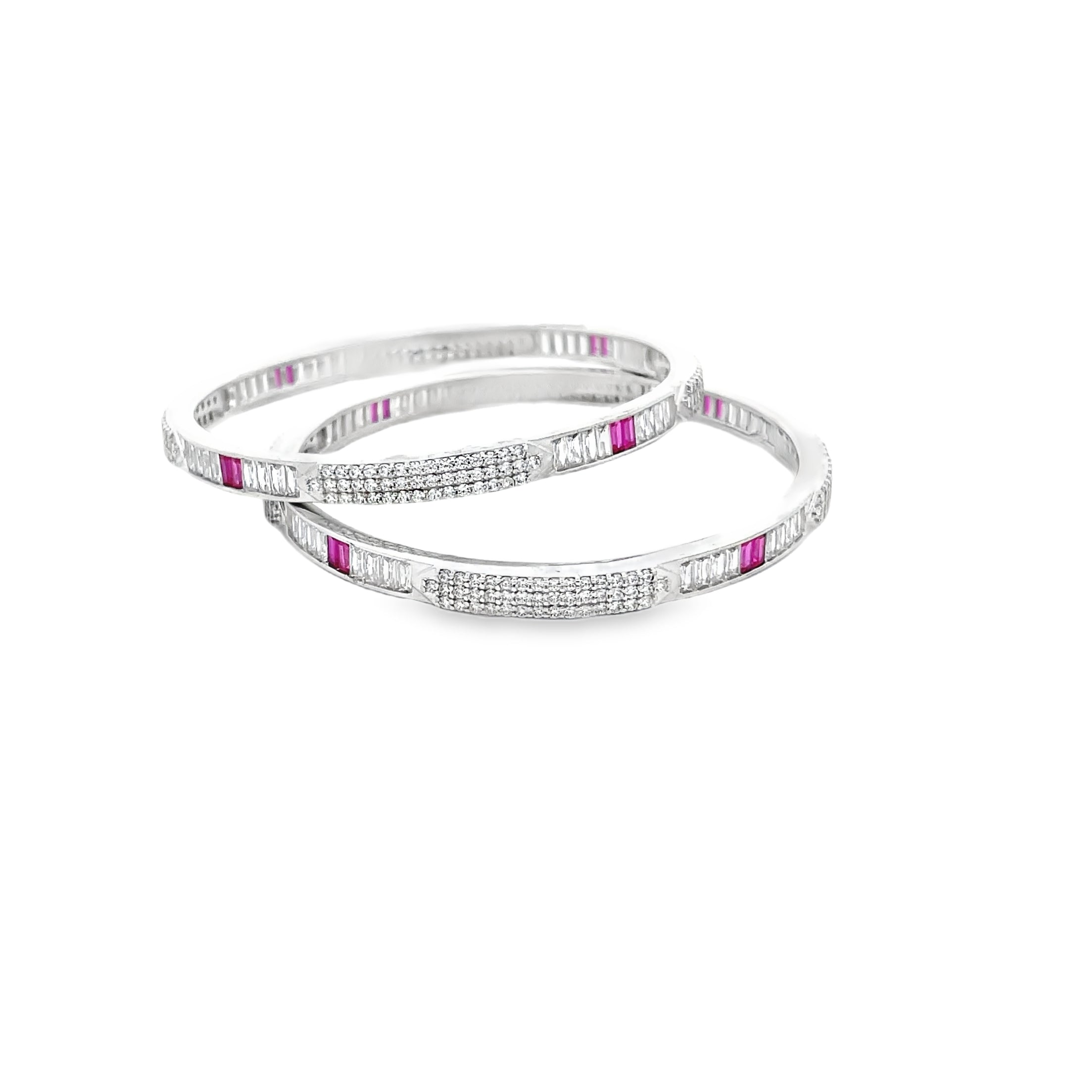 Elegant Silver and Pink Bangles