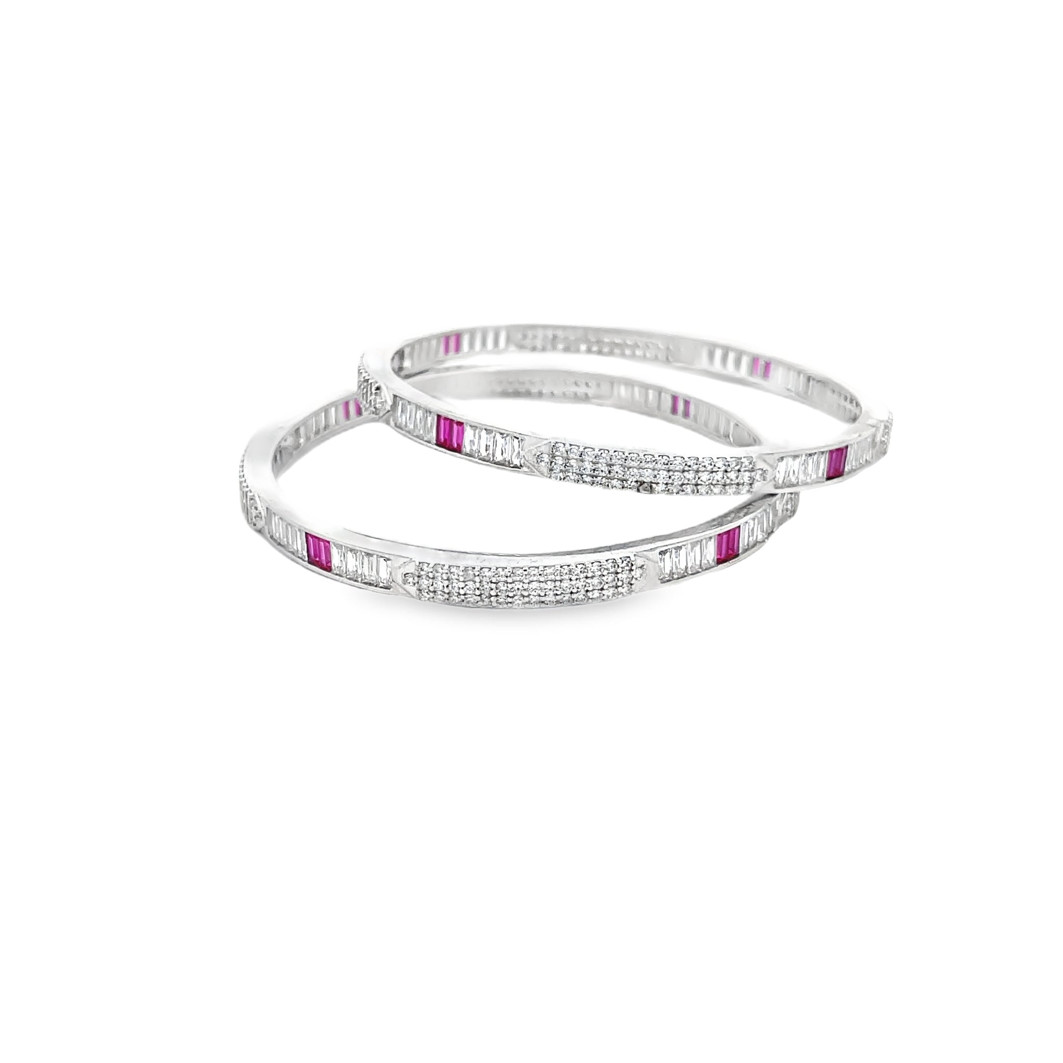 Elegant Silver and Pink Bangles