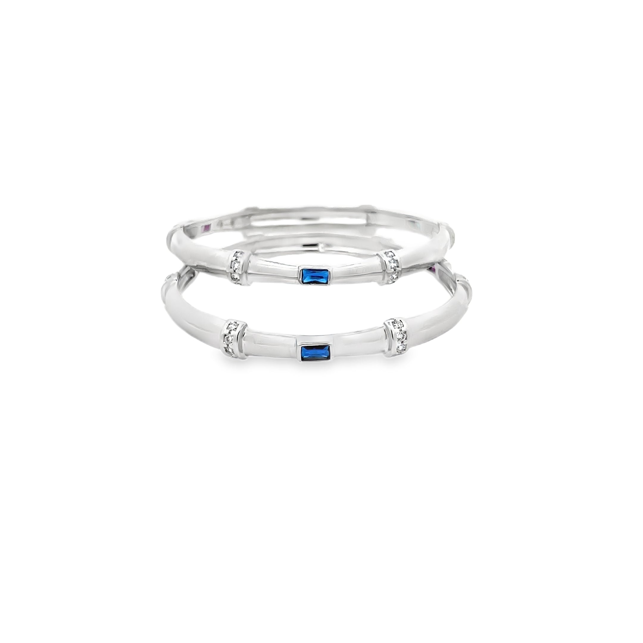 Elegant Silver Bangles with Gemstone Accents