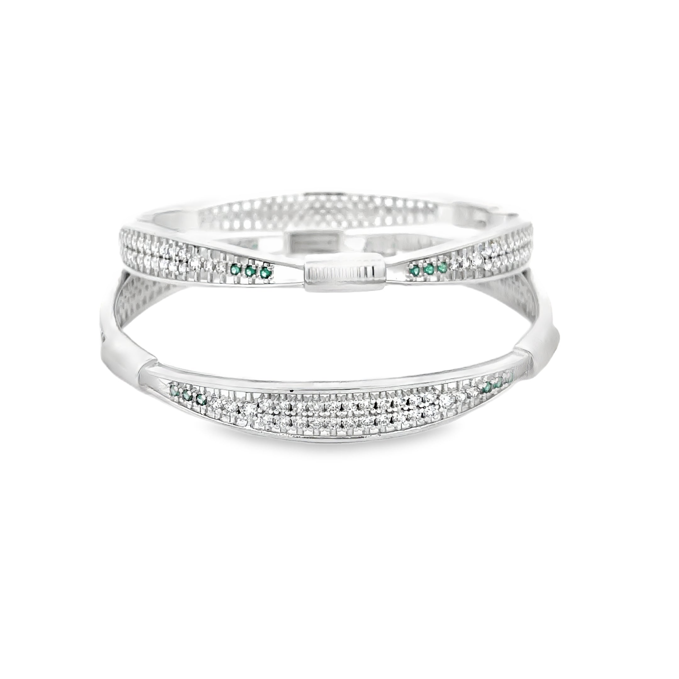 Elegant Silver and Green Bangles