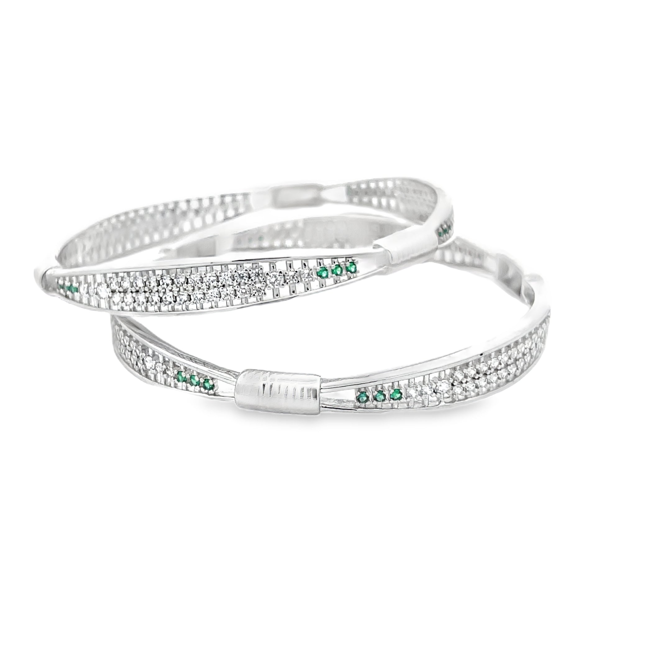 Elegant Silver and Green Bangles