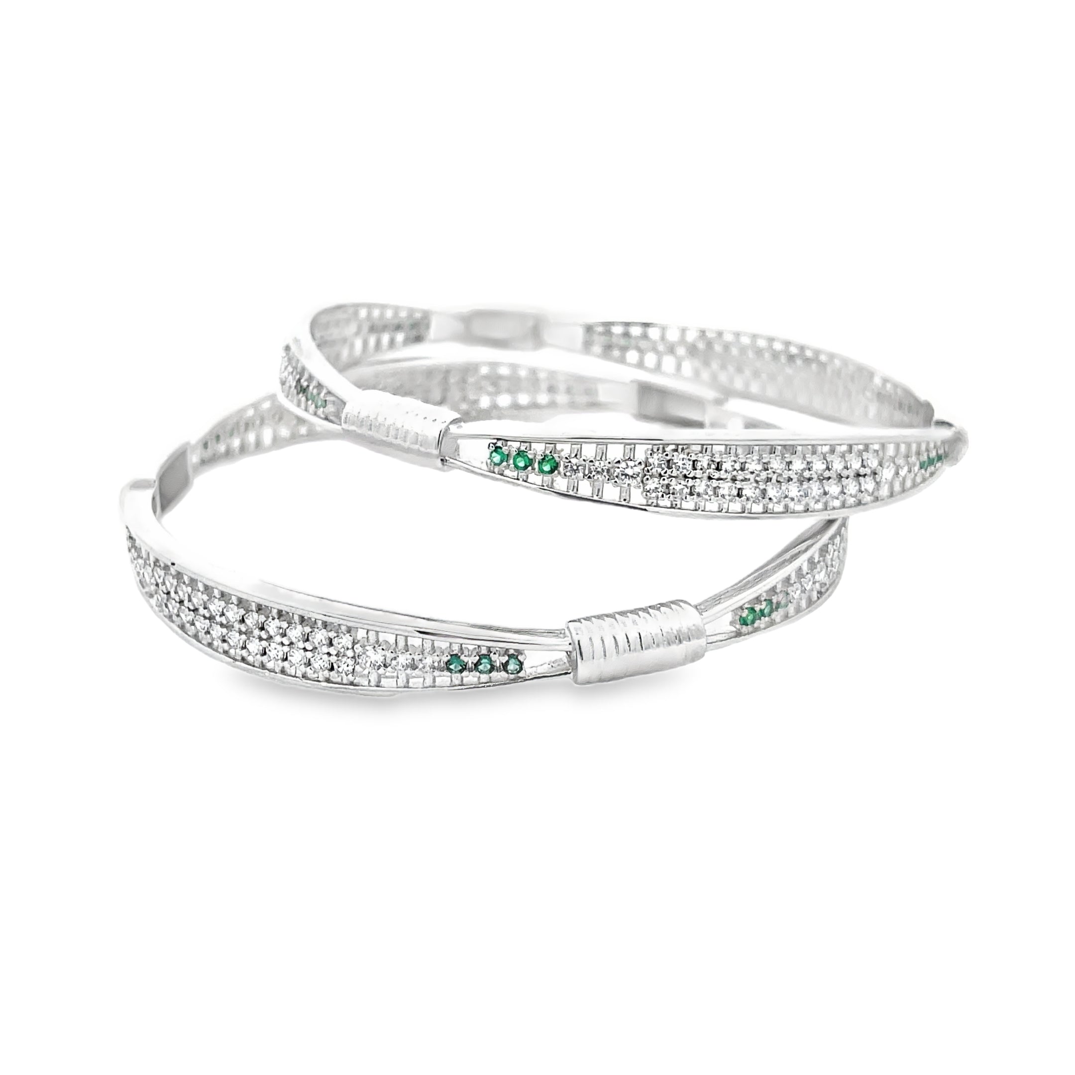 Elegant Silver and Green Bangles