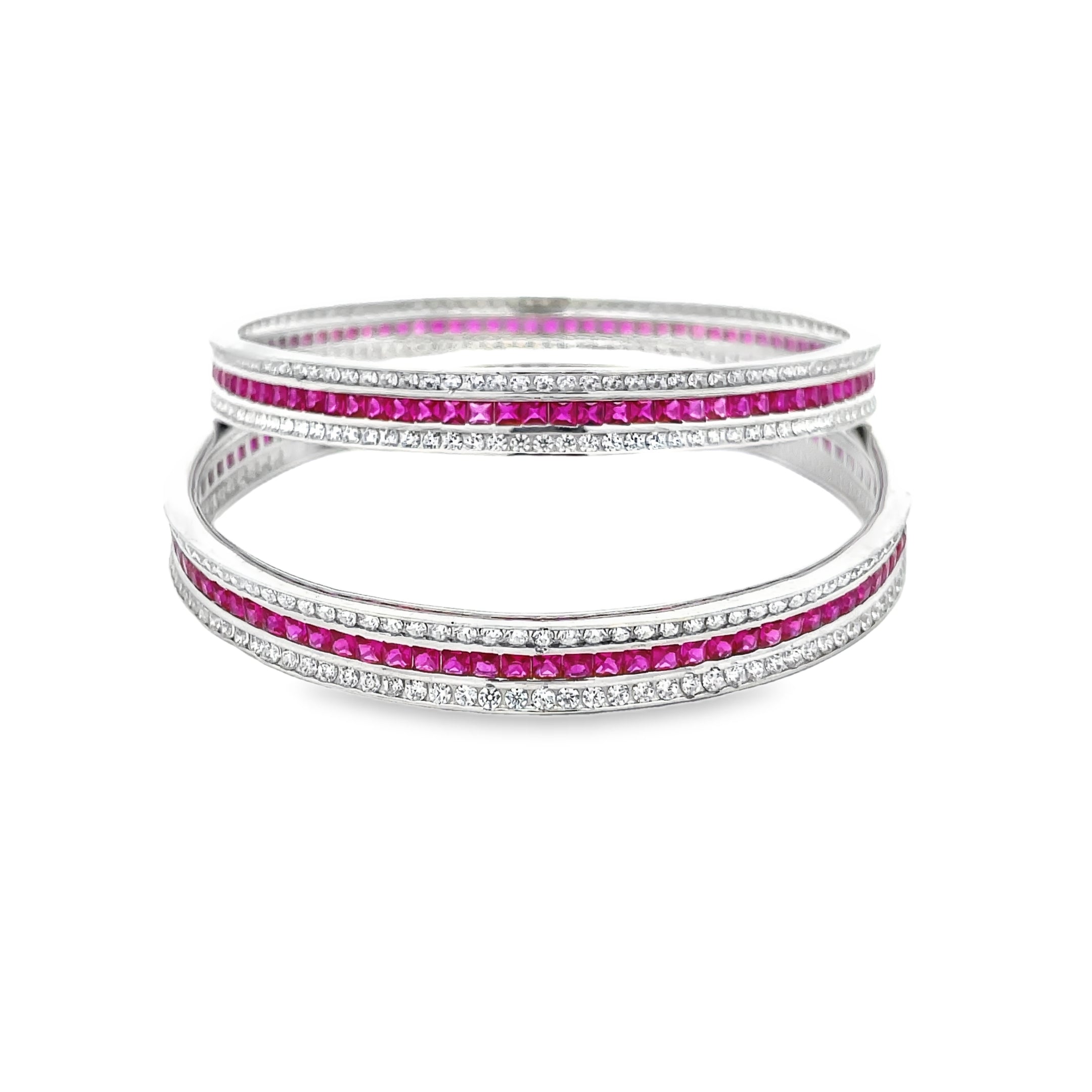 Elegant Pink and Silver Bangles