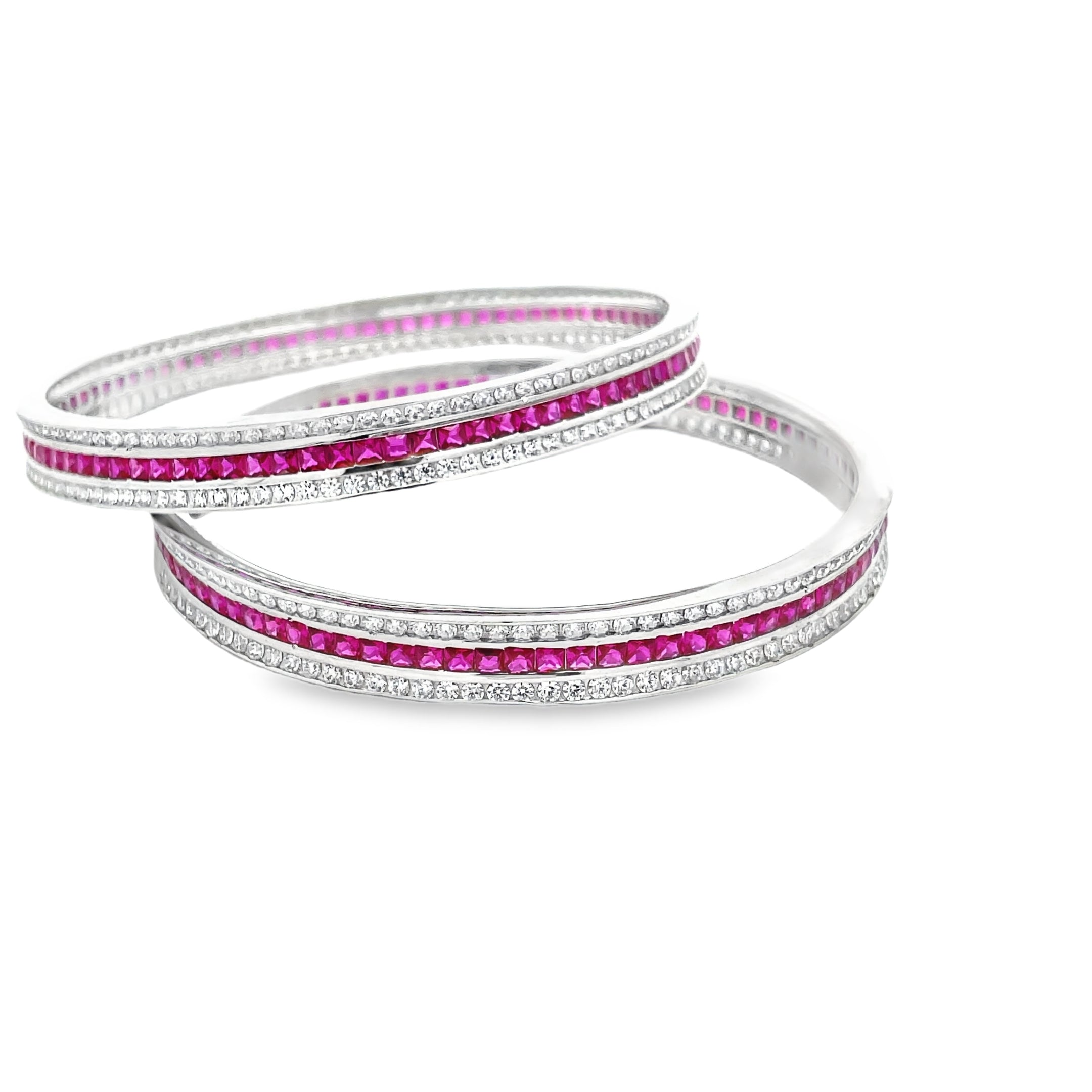 Elegant Pink and Silver Bangles