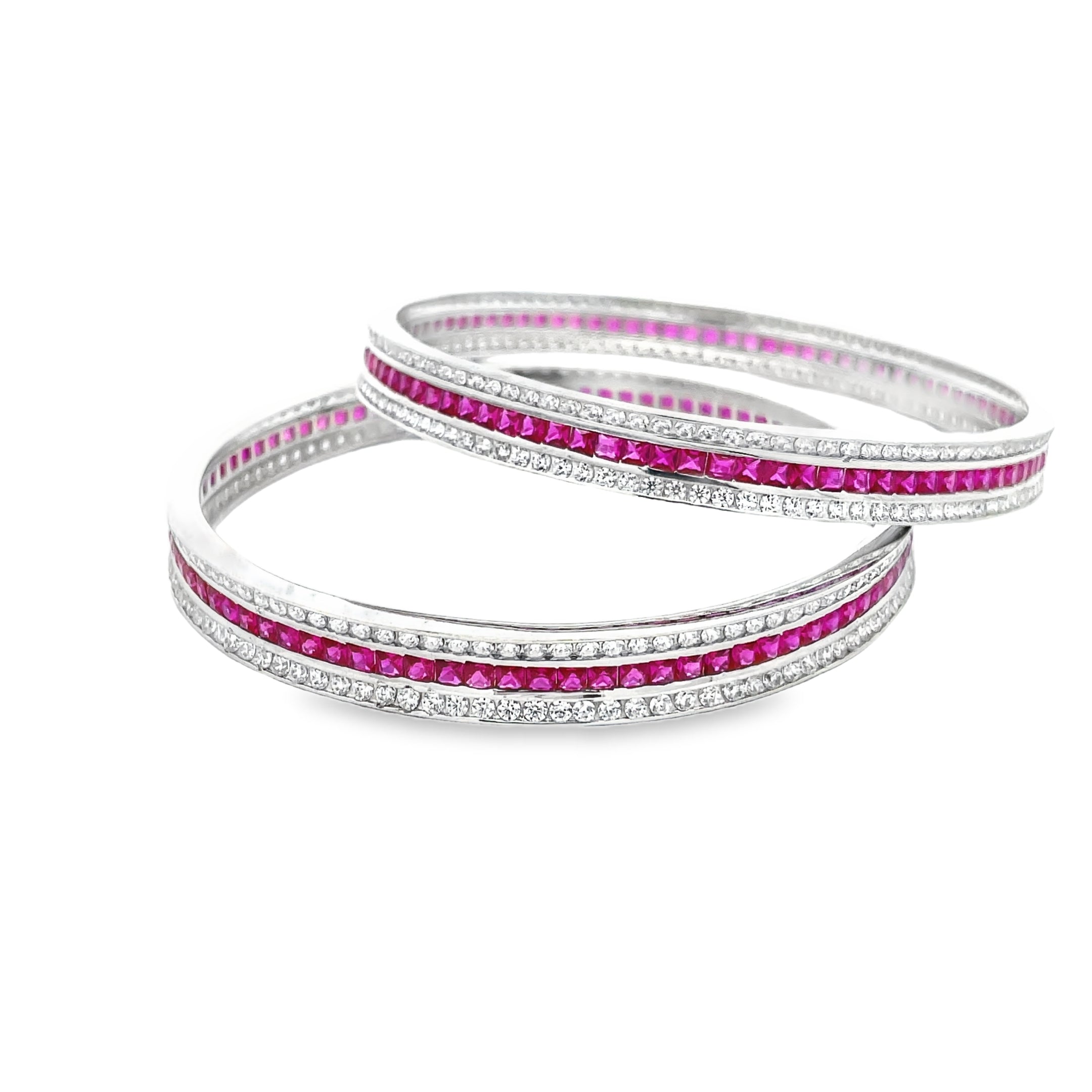 Elegant Pink and Silver Bangles