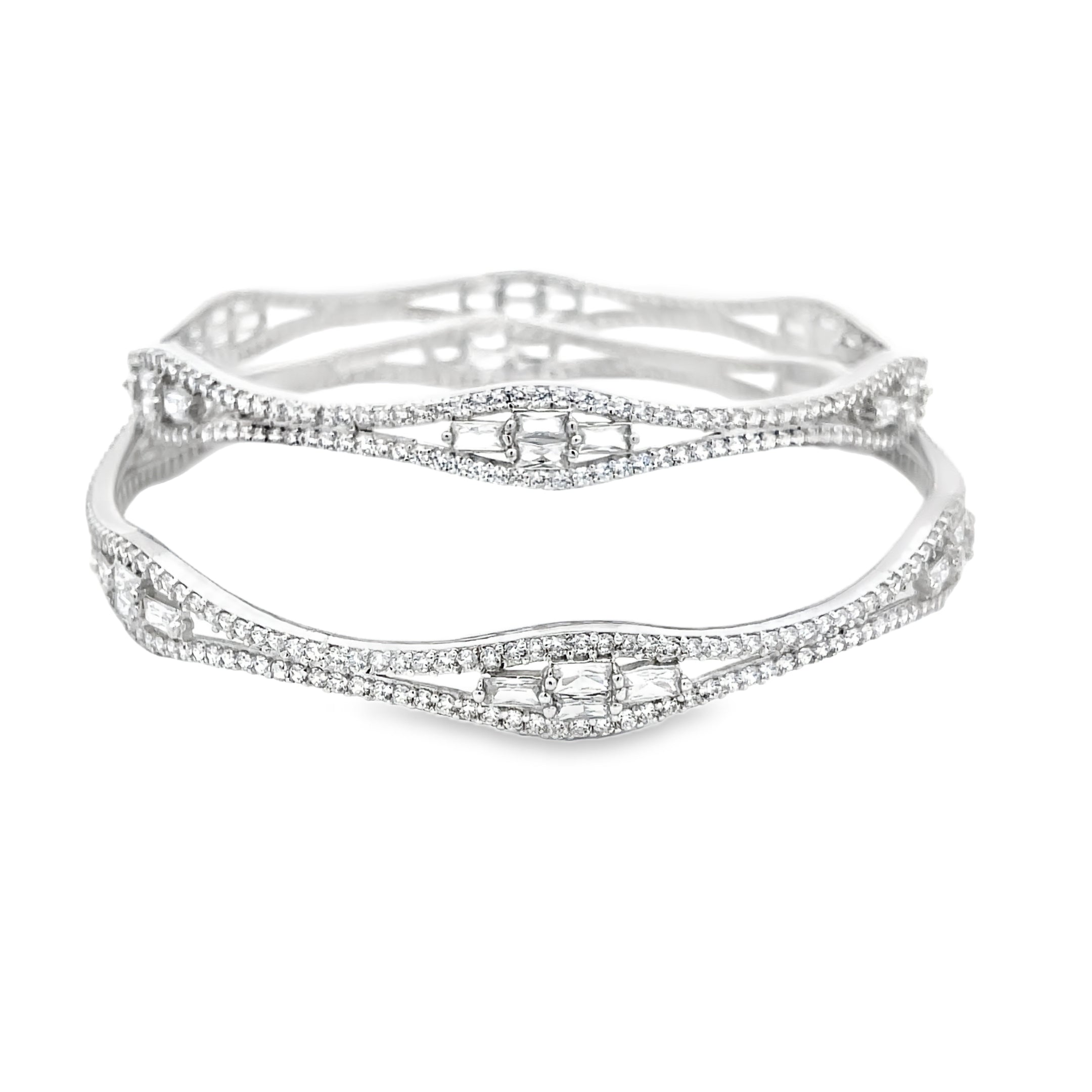 Elegant Silver Diamond Bangles