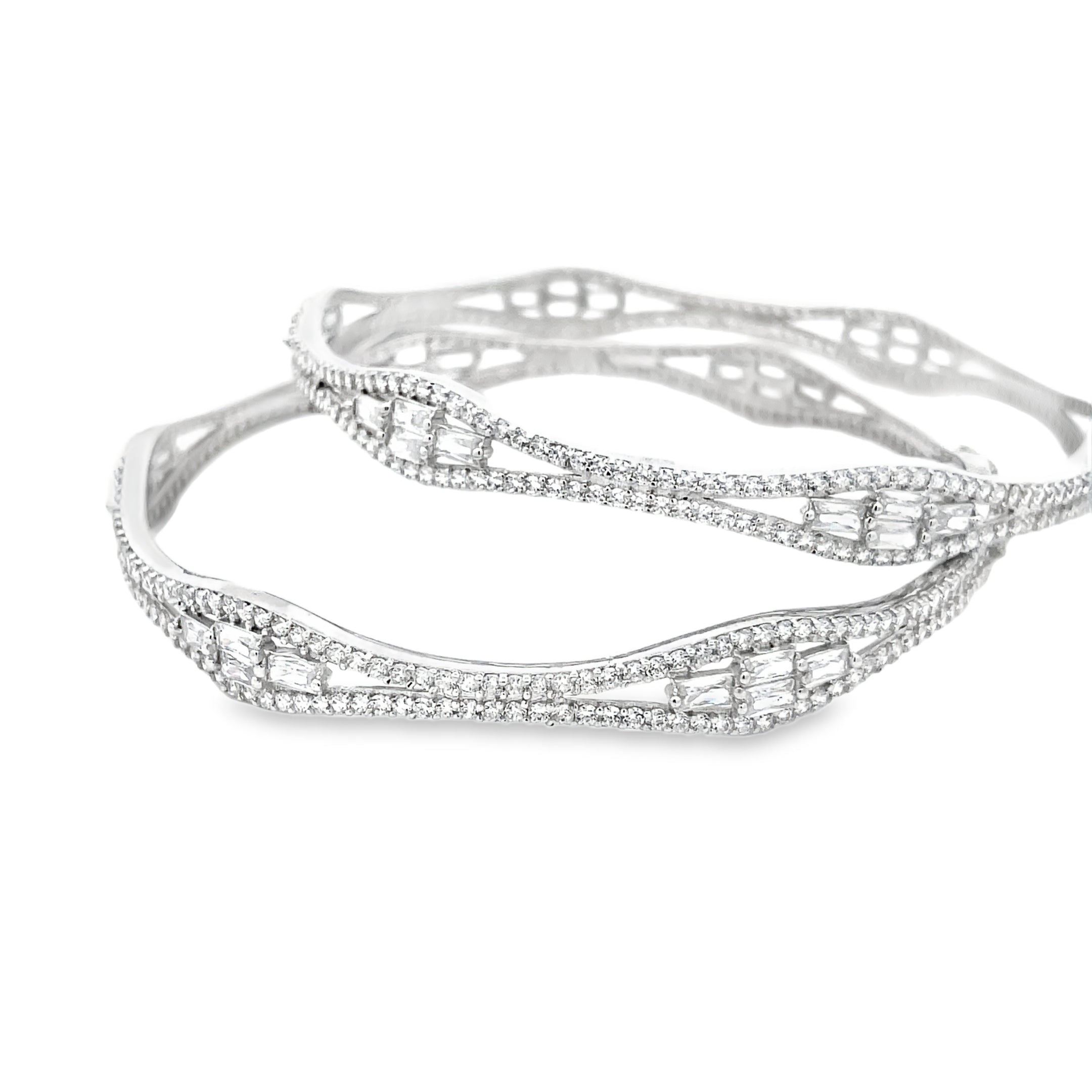 Elegant Silver Diamond Bangles
