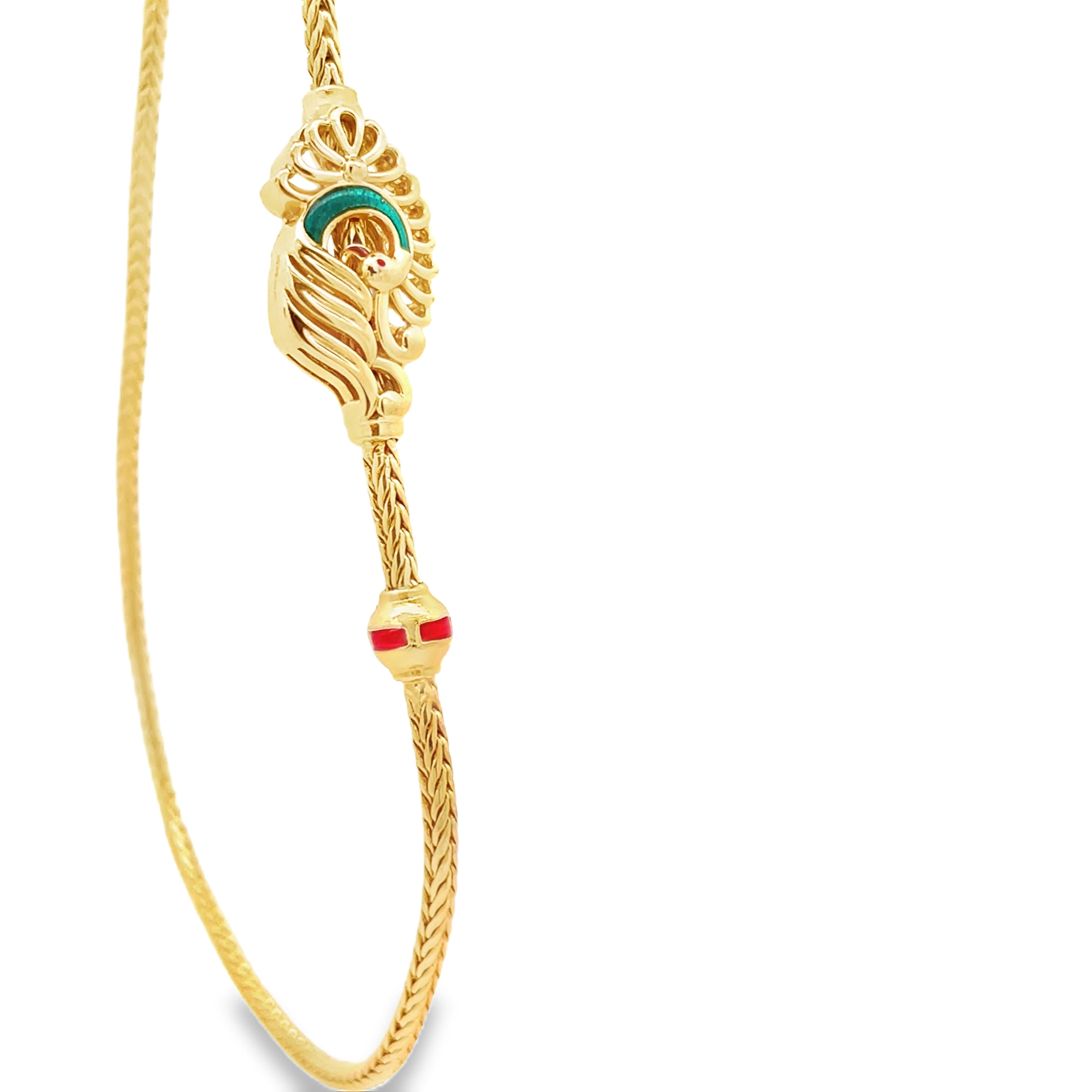 Elegant Gold Muguppu Chain with Colorful Accents