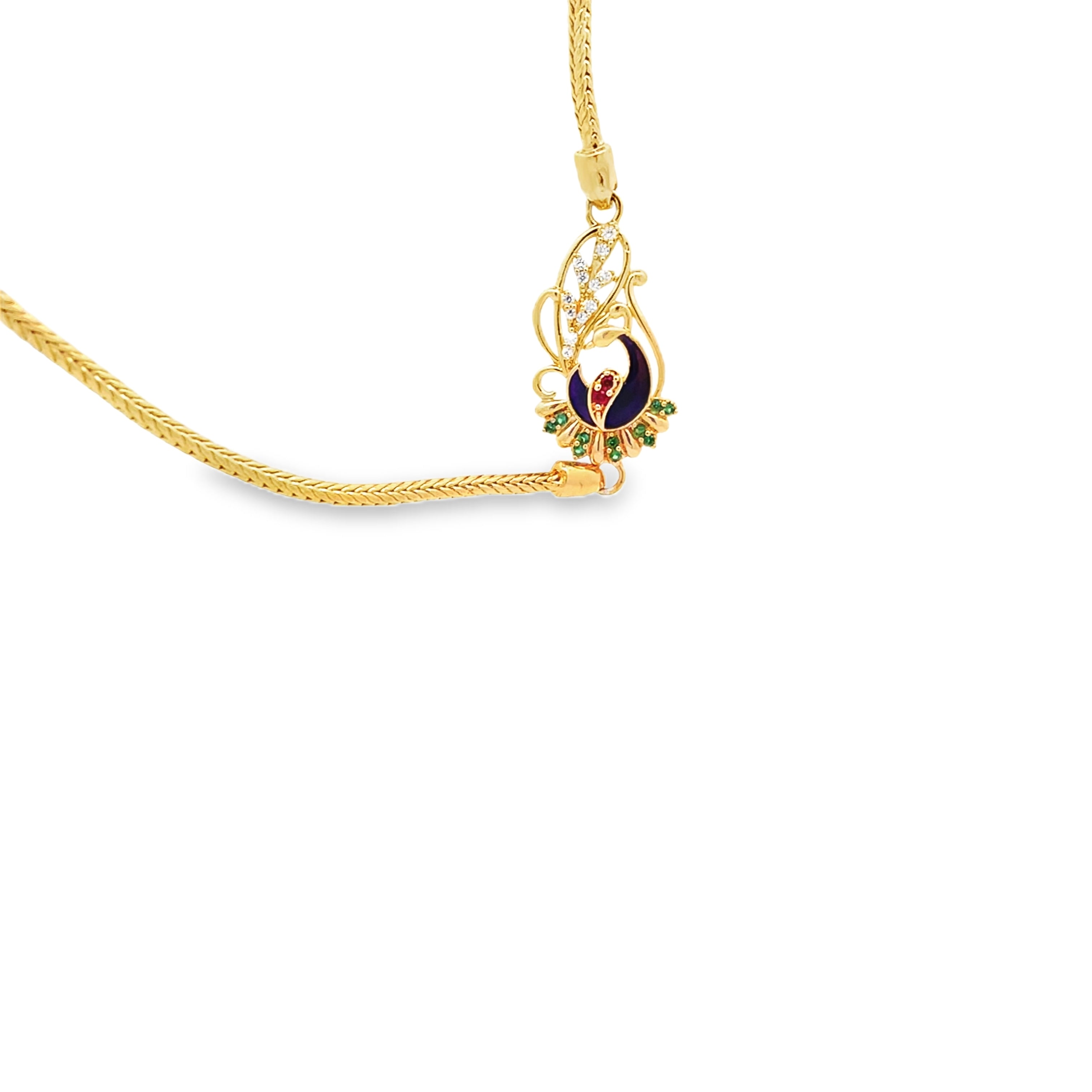 Elegant Gold Muguppu Chain with Gemstone