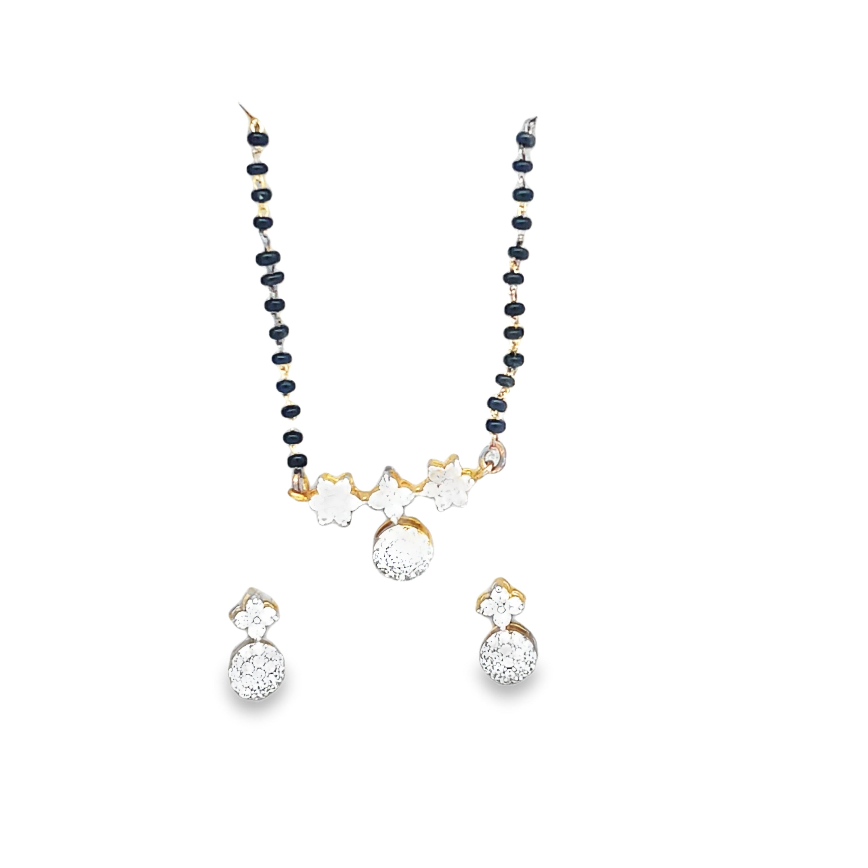 925 Silver Mangalsutra and Earring Set
