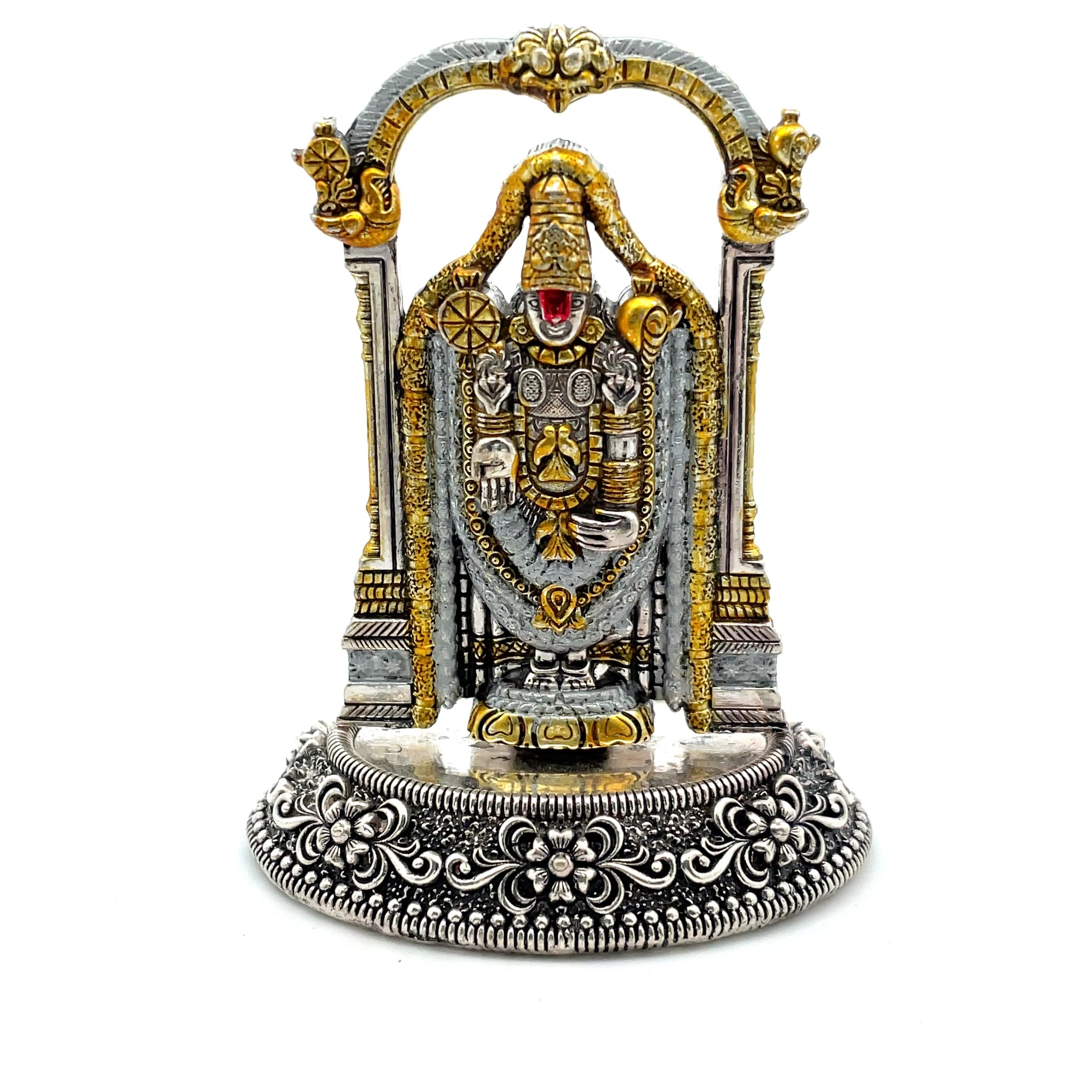 Intricate Silver and Gold venkateswara Idol