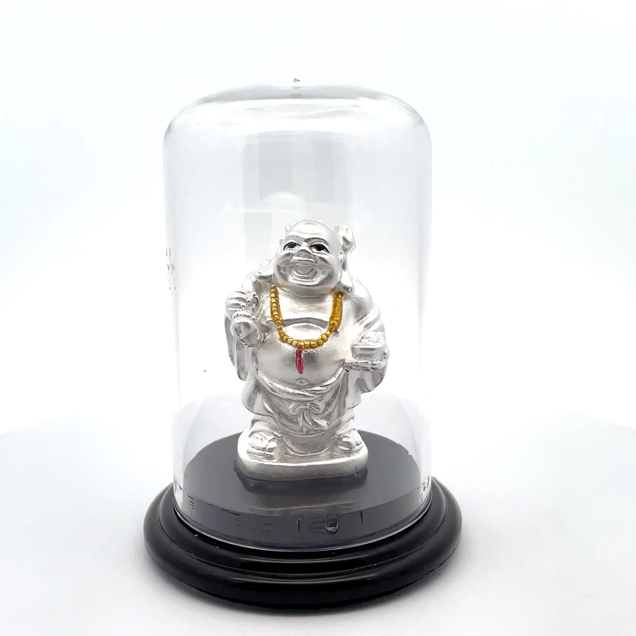 Charming Silver Laughing Buddha Figurine
