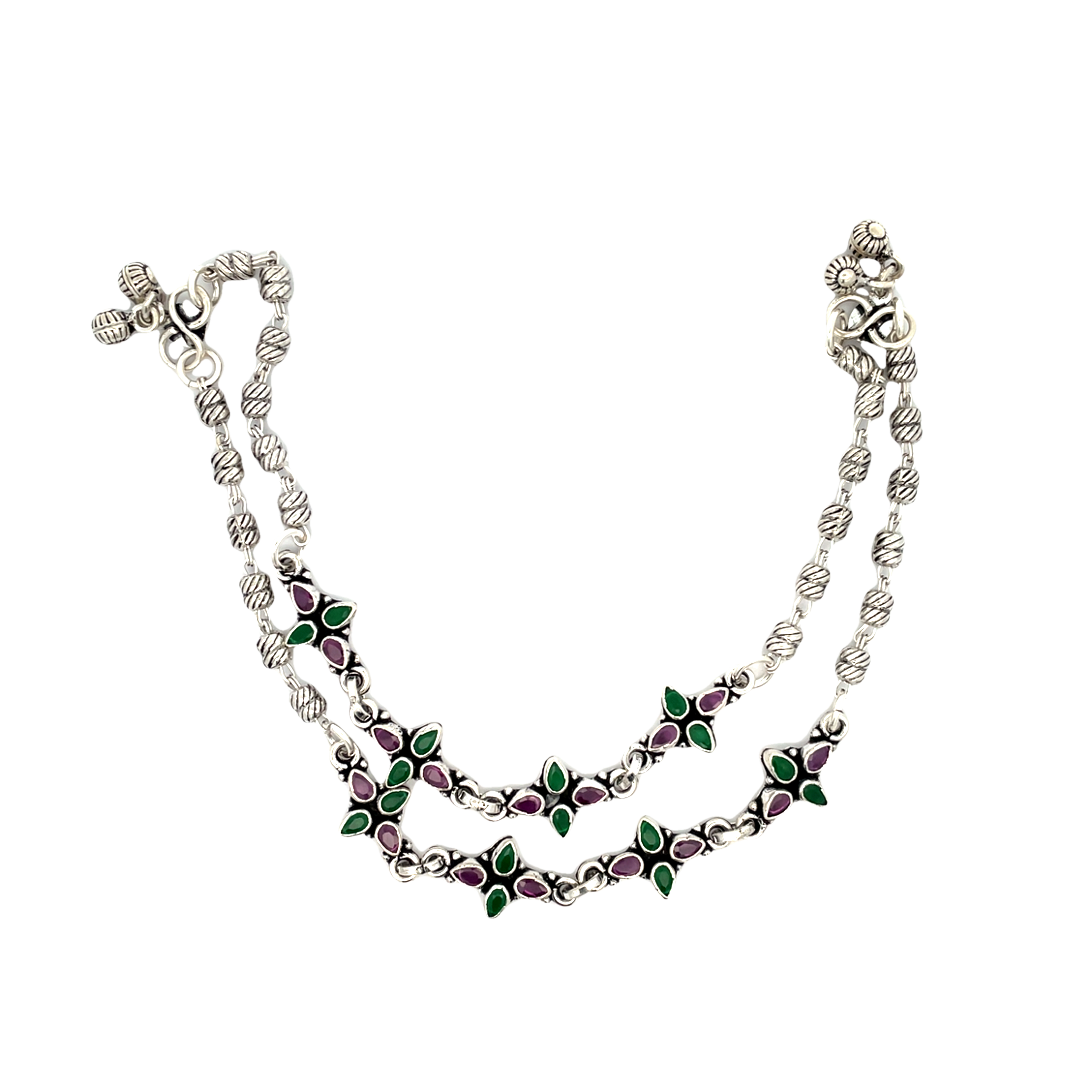 Elegant Silver and Gemstone Anklets