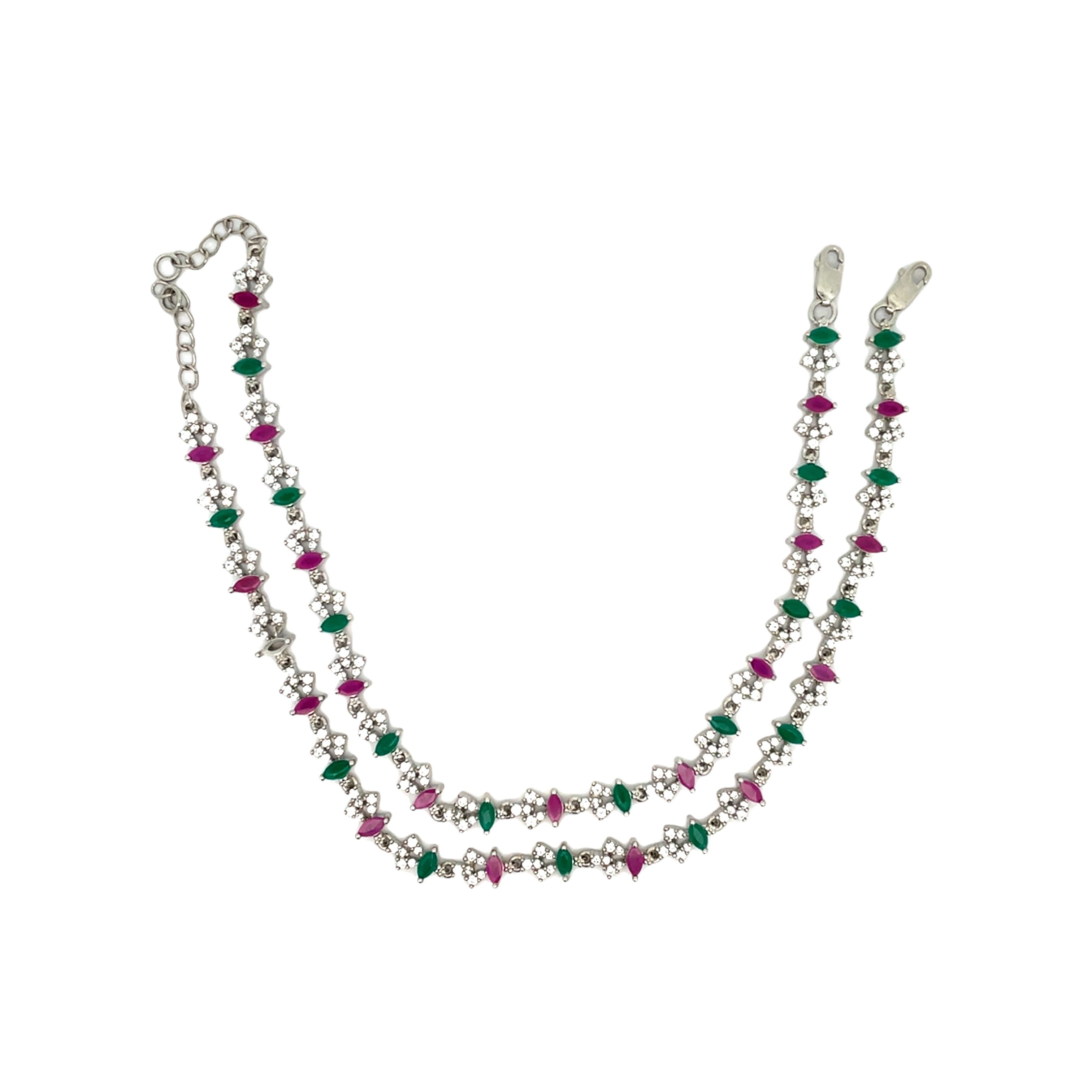 Elegant Multi-Colored Gemstone Anklets