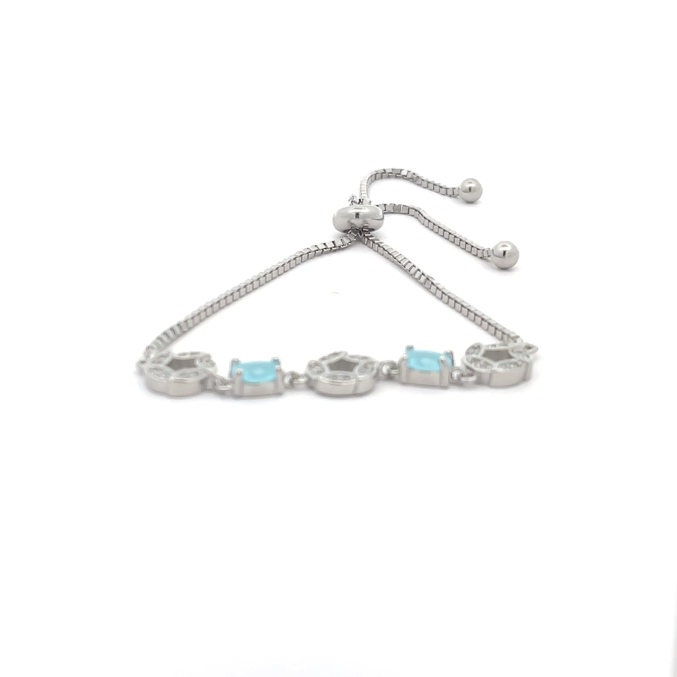 925 Silver Women Bracelet with Blue Accents