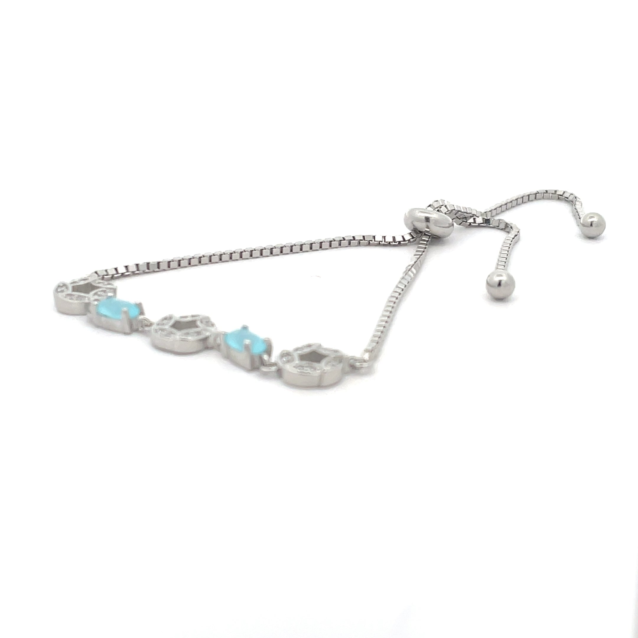 925 Silver Women Bracelet with Blue Accents