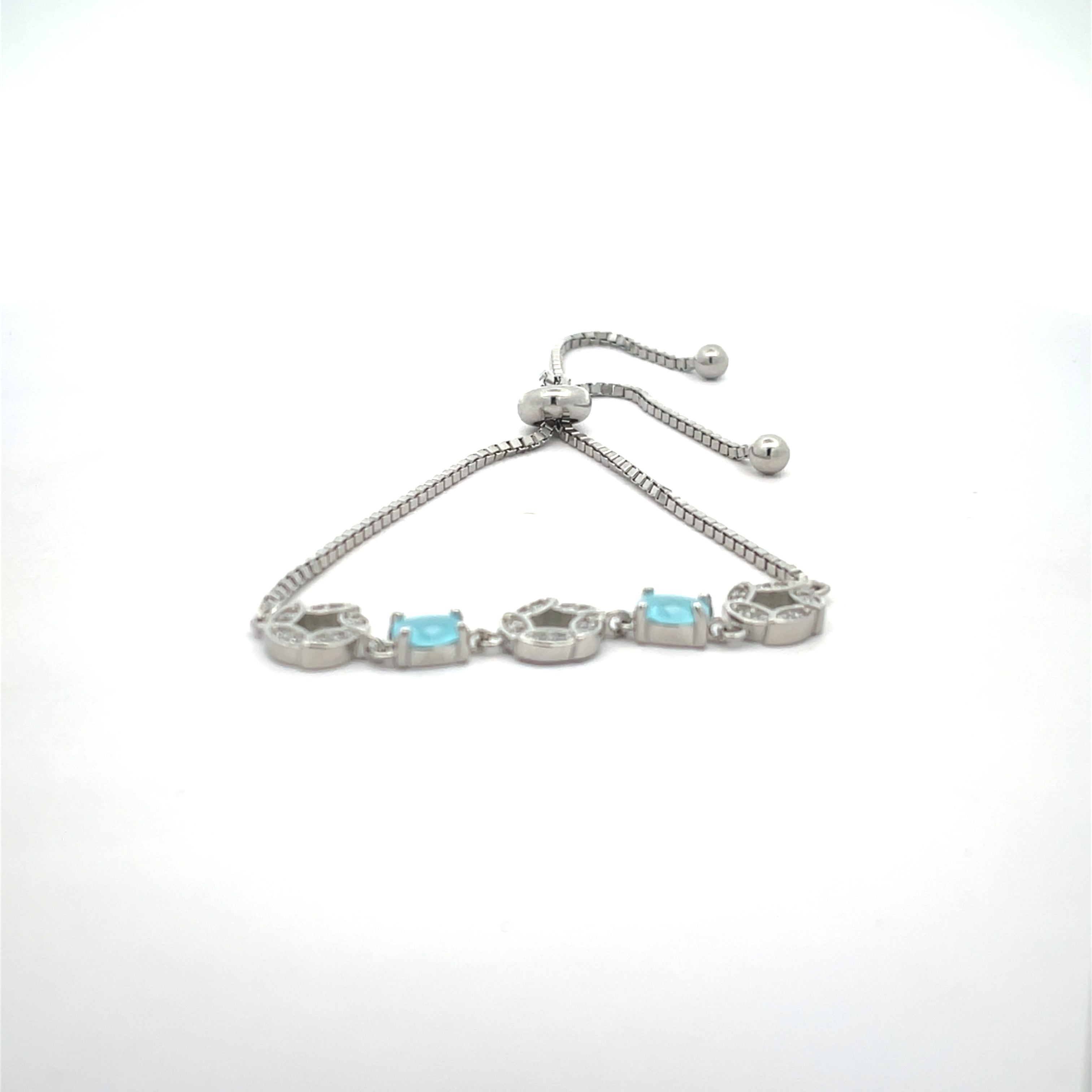925 Silver Women Bracelet with Blue Accents