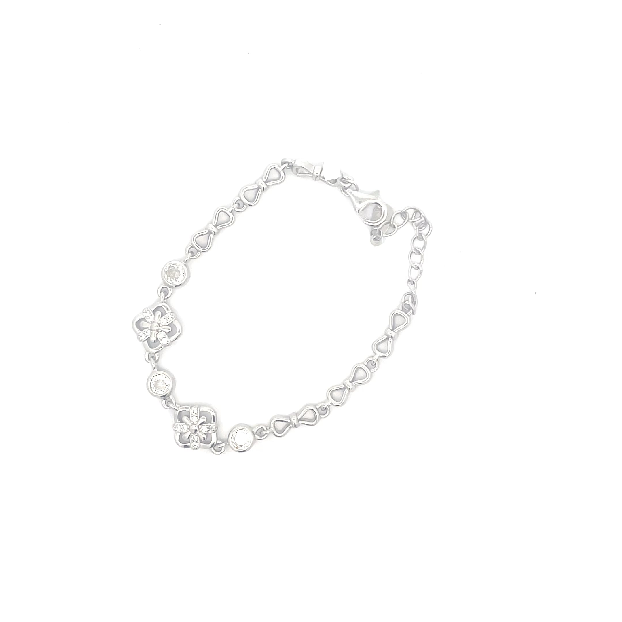 Elegant 925 Silver Flower Women Bracelet
