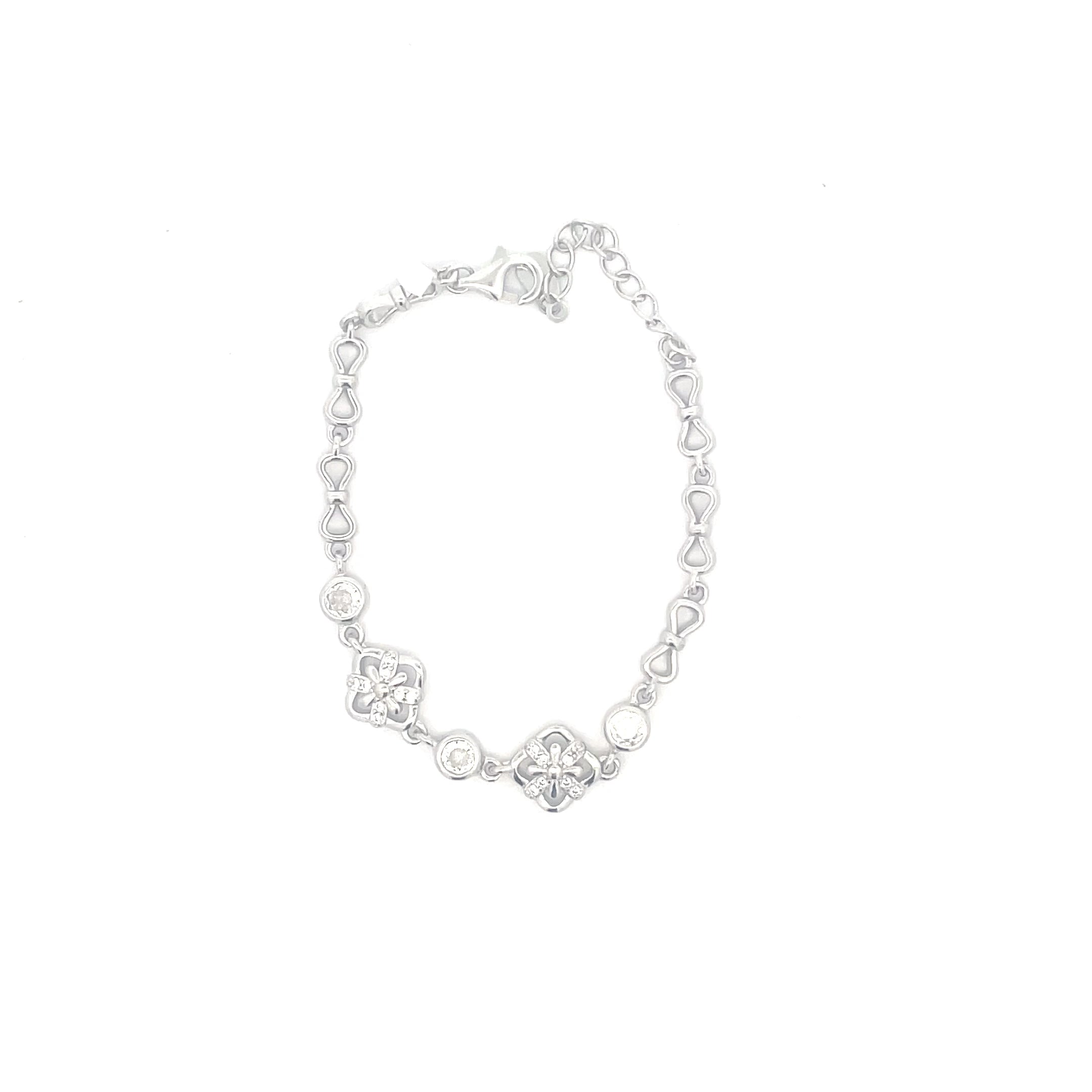 Elegant 925 Silver Flower Women Bracelet