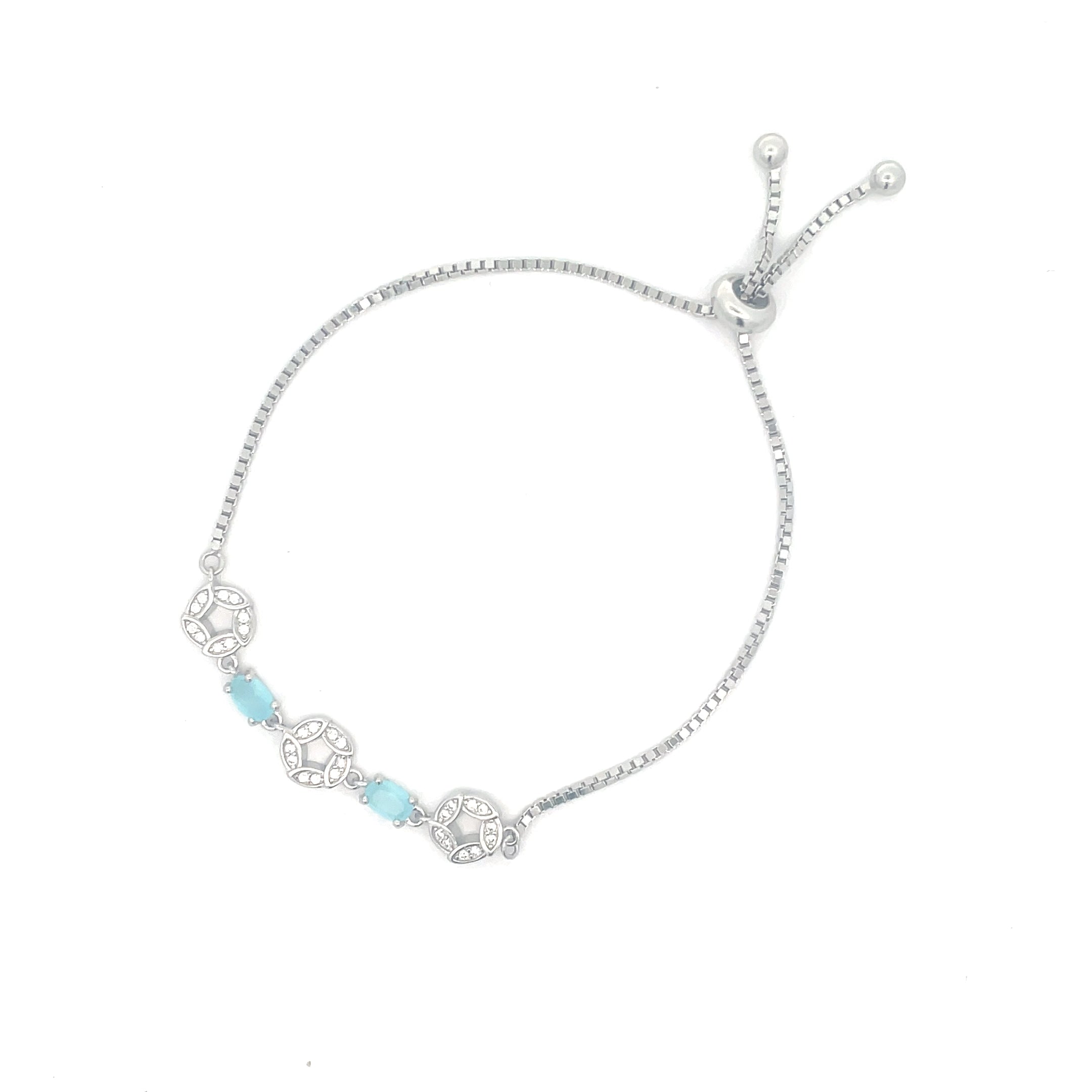 925 Silver Women Bracelet with Blue Accents