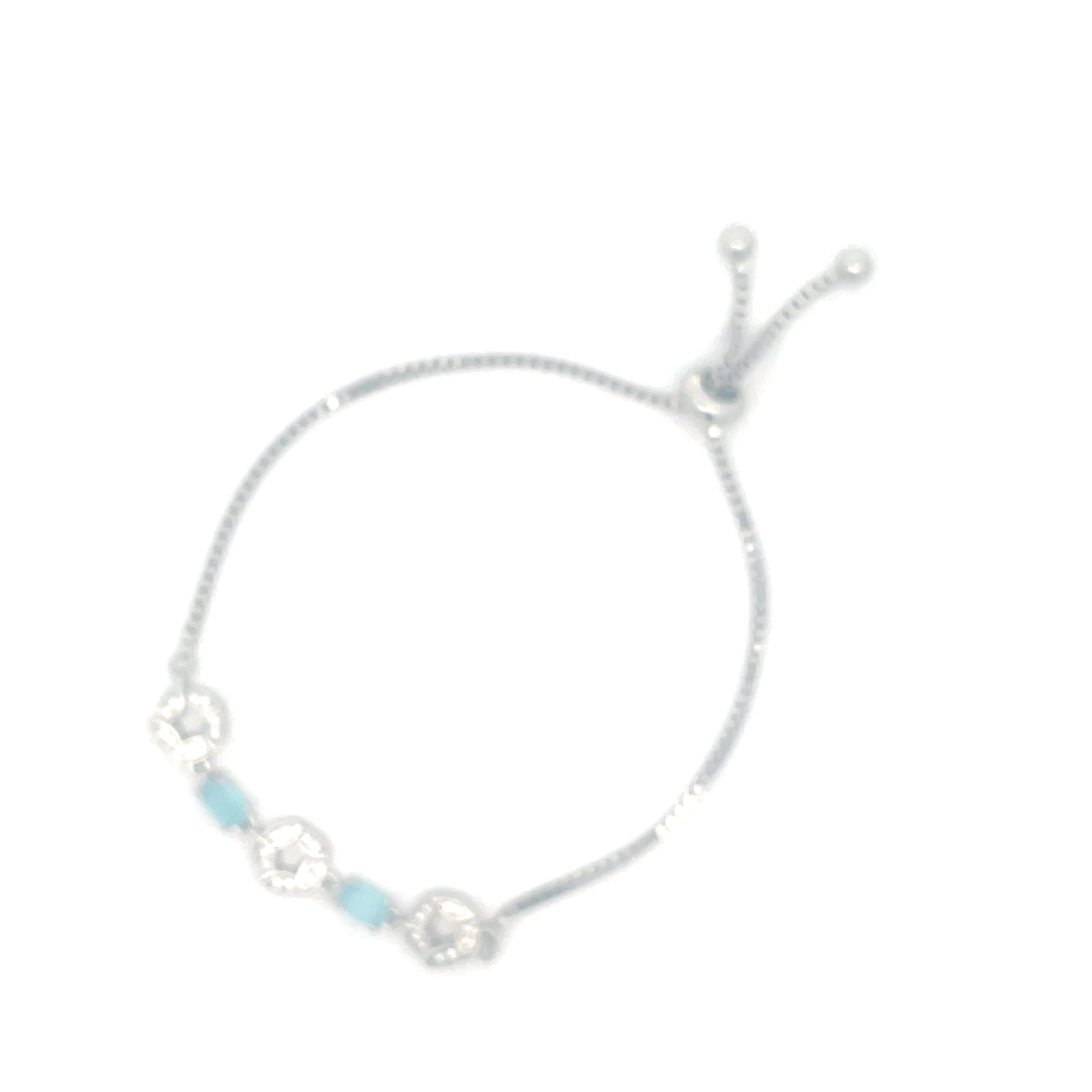 925 Silver Women Bracelet with Blue Accents
