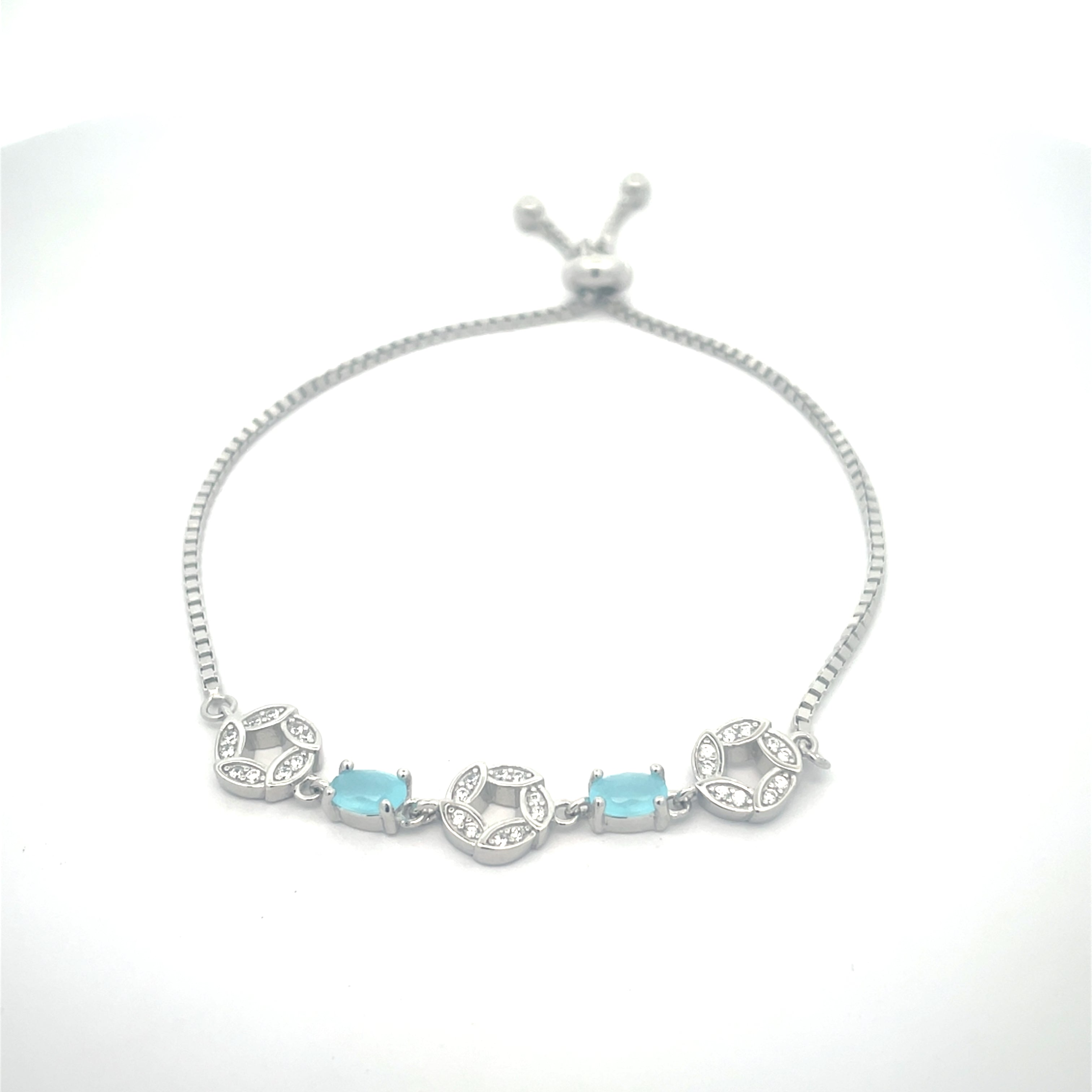 925 Silver Women Bracelet with Blue Accents