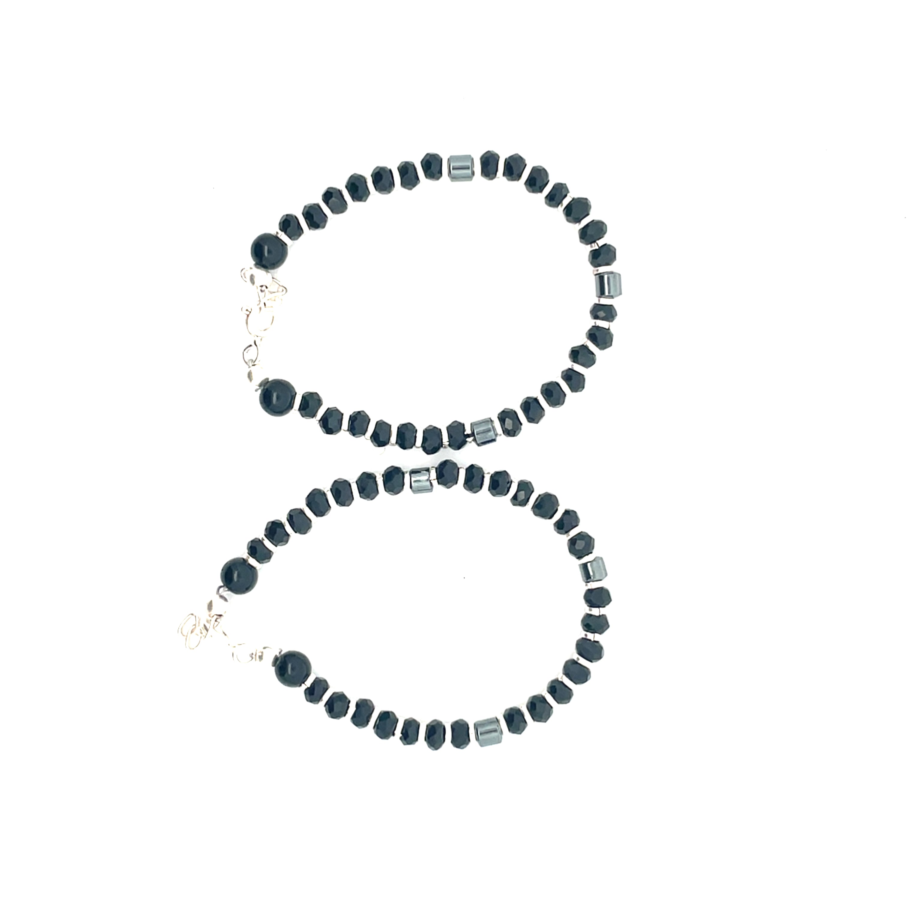 Silver Black Pearl anklets