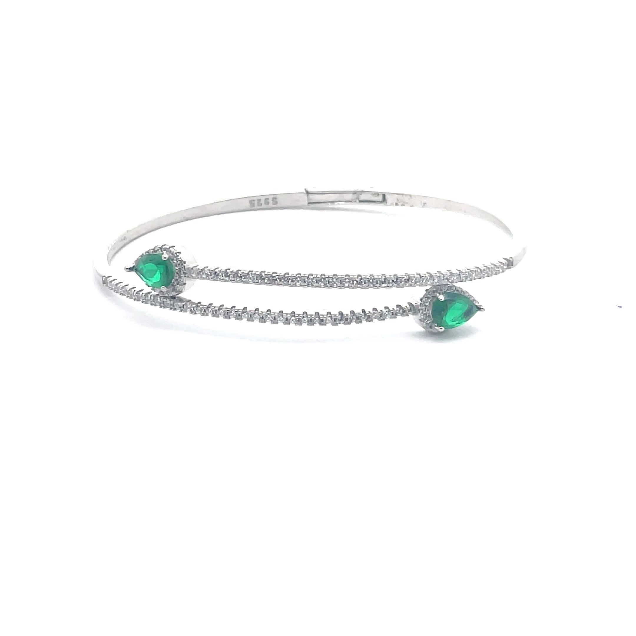 Silver Bracelet with Green Accents