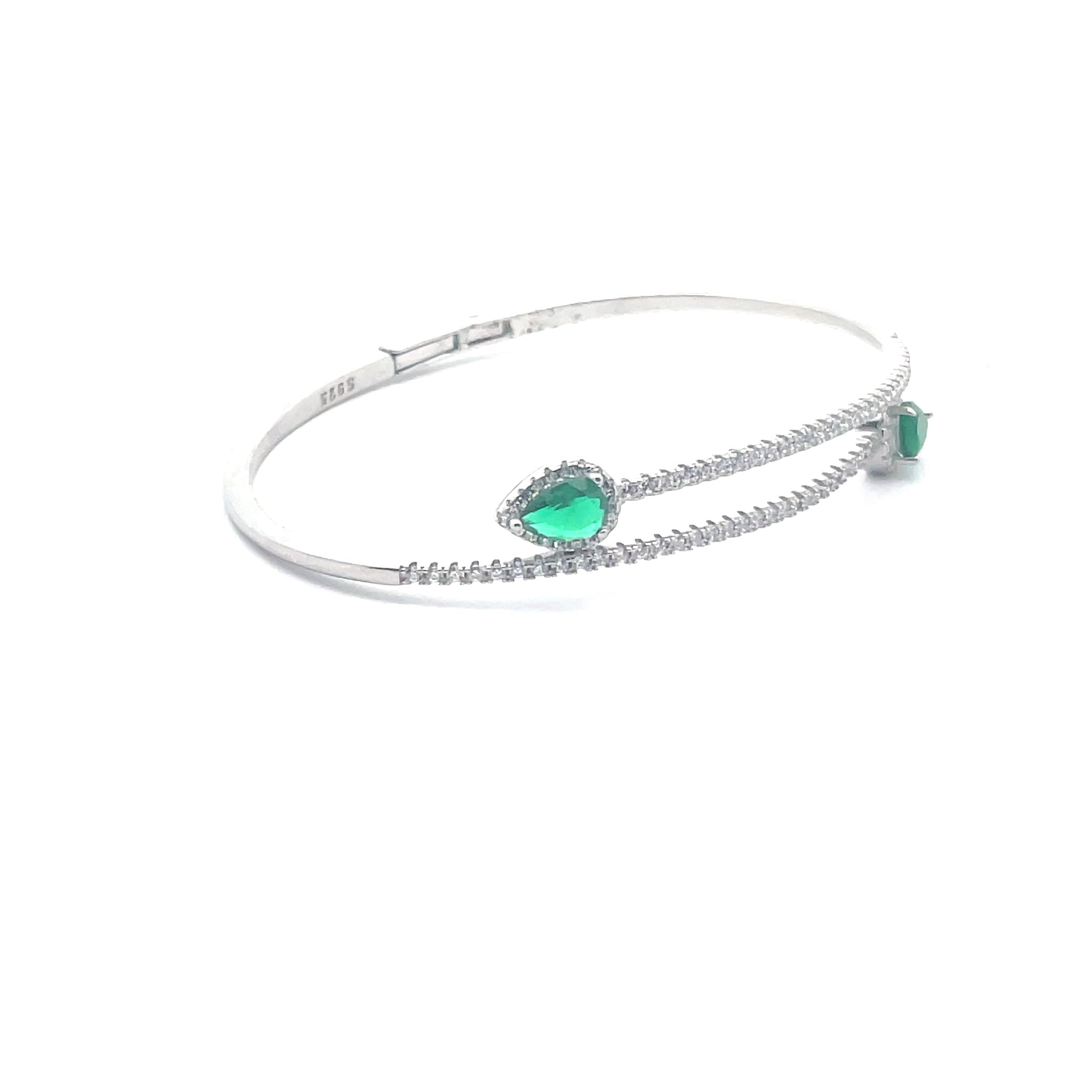 Silver Bracelet with Green Accents