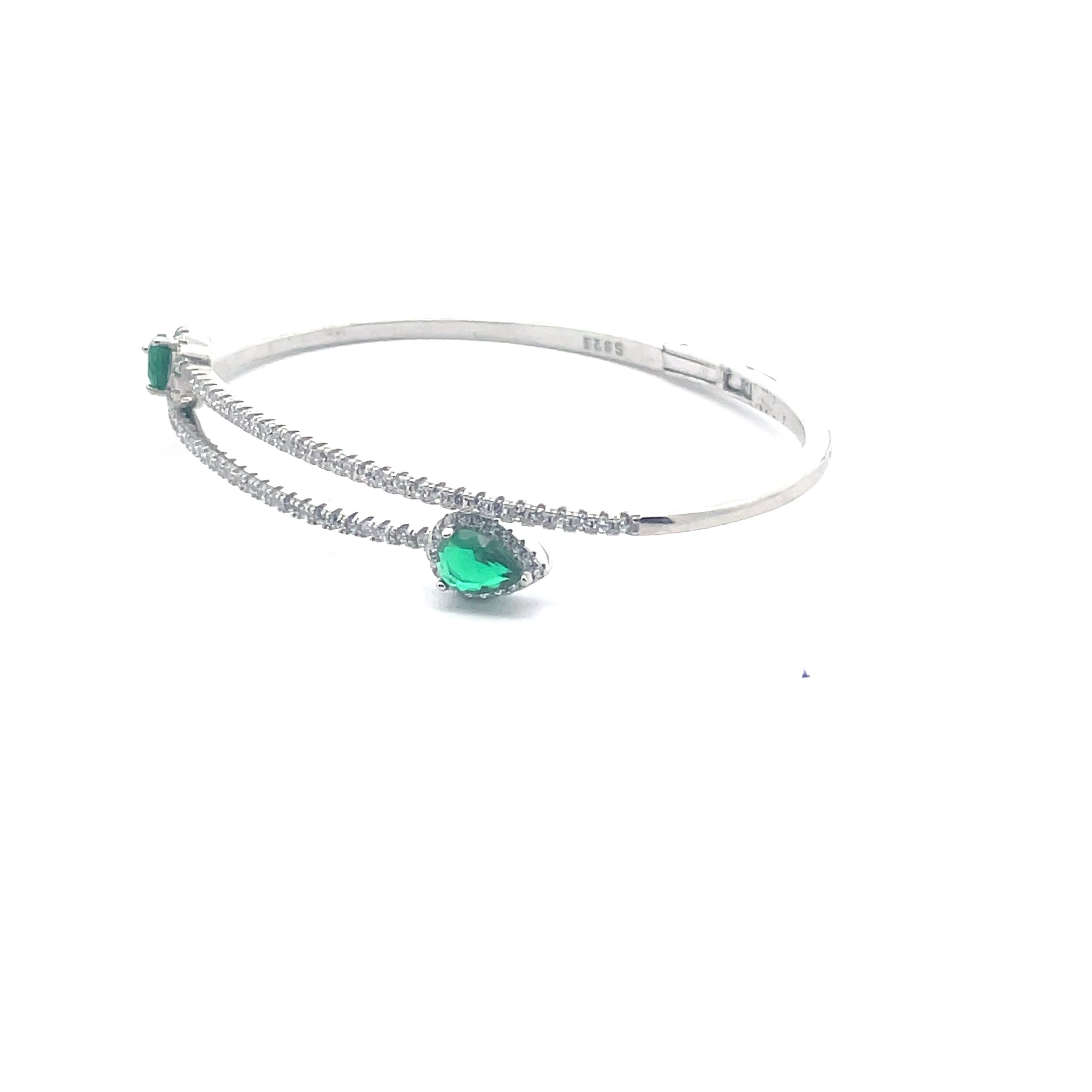 Silver Bracelet with Green Accents