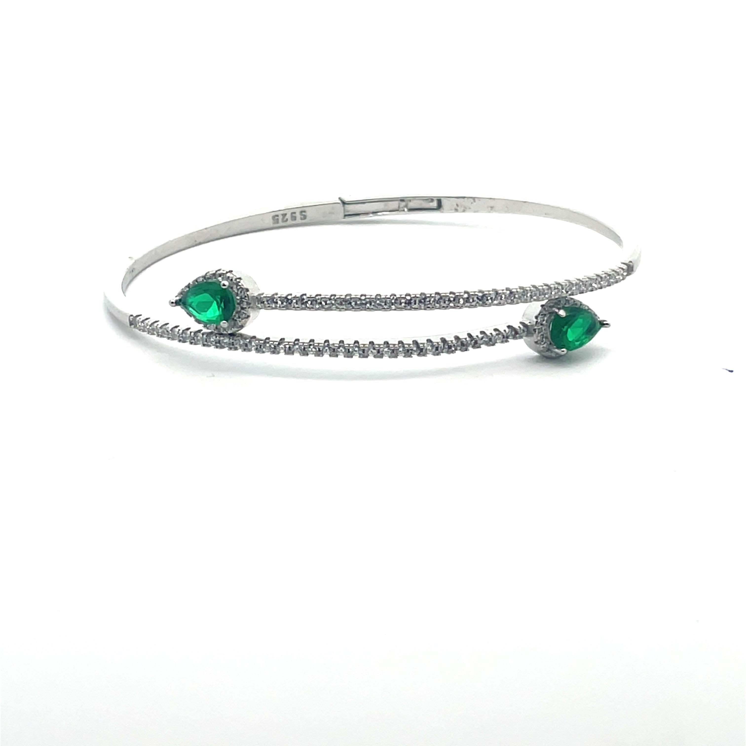 Silver Bracelet with Green Accents